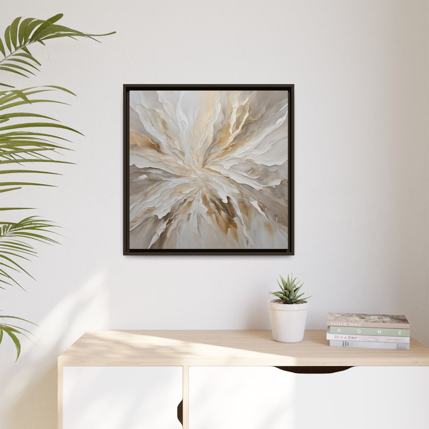 Modern Abstract Floral Design Unique Framed Canvas Wall Art Starburst Gift Nature Lover Gift Garden Lover Gift 3 frame colors