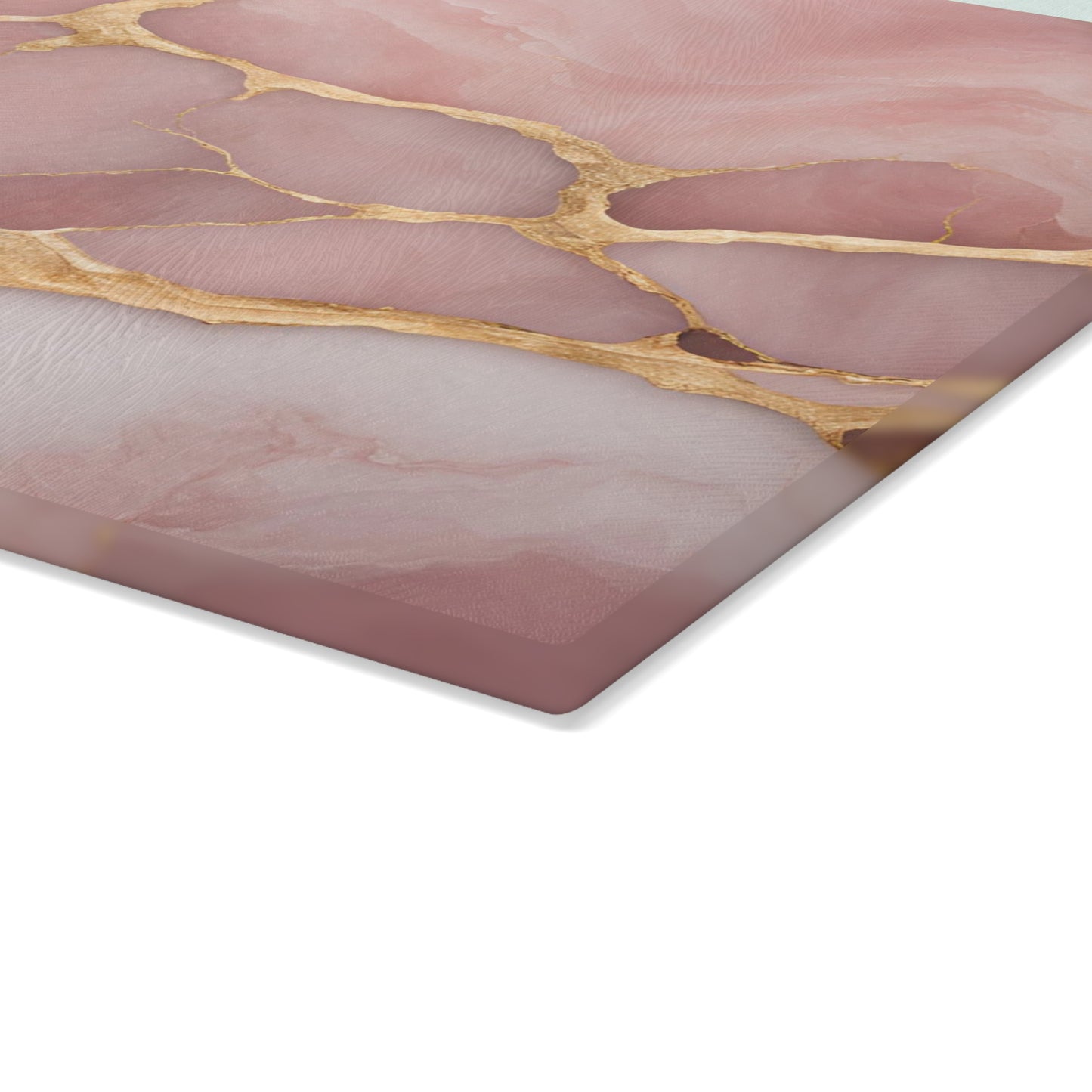 Kitchen Decor Glass Cutting Board Serving Tray with Pink Quartz-inspired Pattern Cutting Board Gift for Home Cook Charcuterie Board