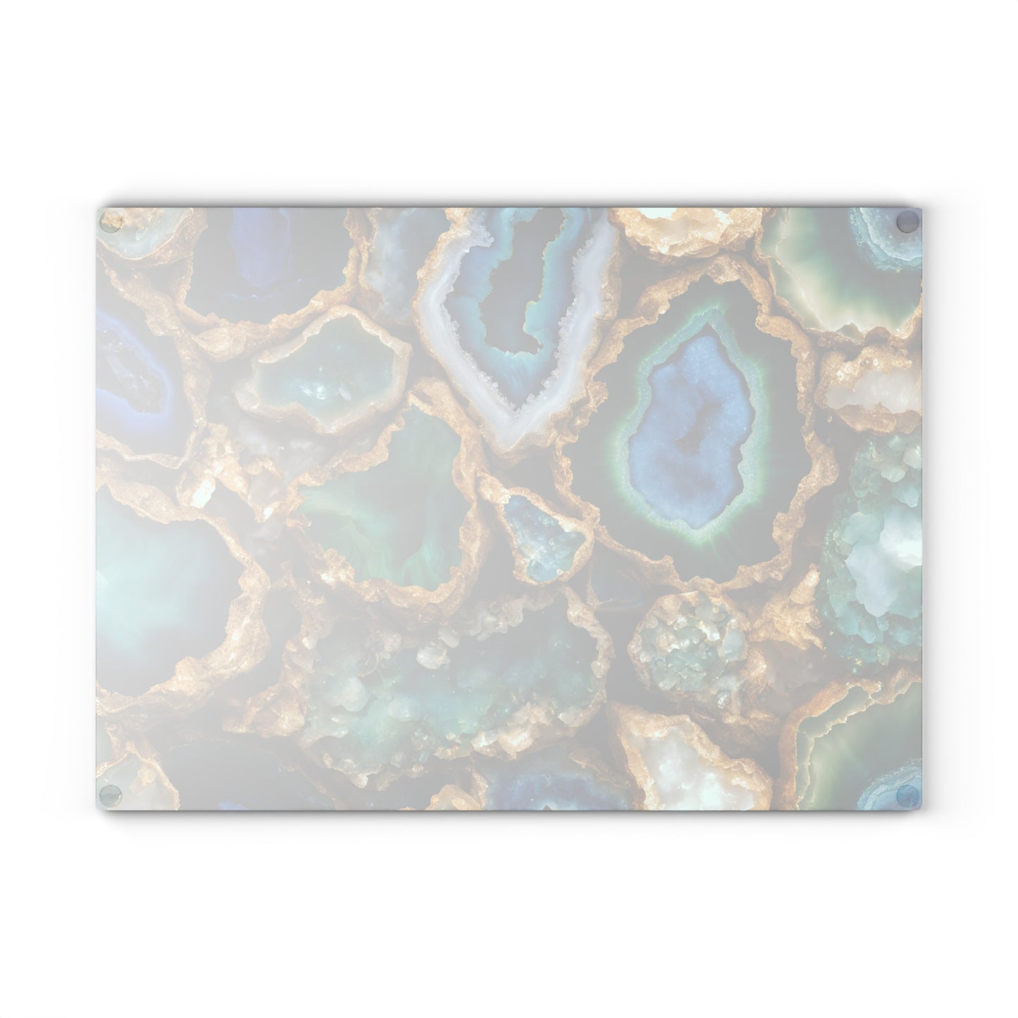 Kitchen Decor Glass Geode-Themed Image Unique Rock Lover Cutting Board Serving Tray Home Cook Gift Colorful Glass Charcuterie Board