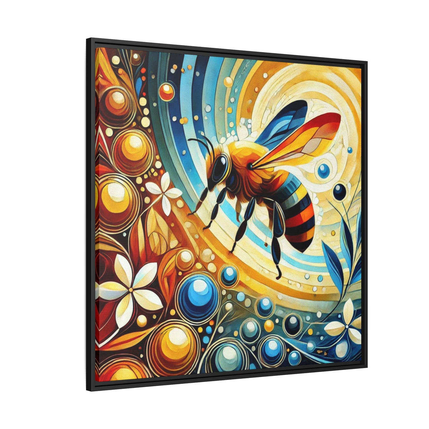 Modern Bee Print Abstract Design Unique Framed Canvas Print Insect Lover Wall Art Animal Lover Nature Lover Decor 3 frame colors