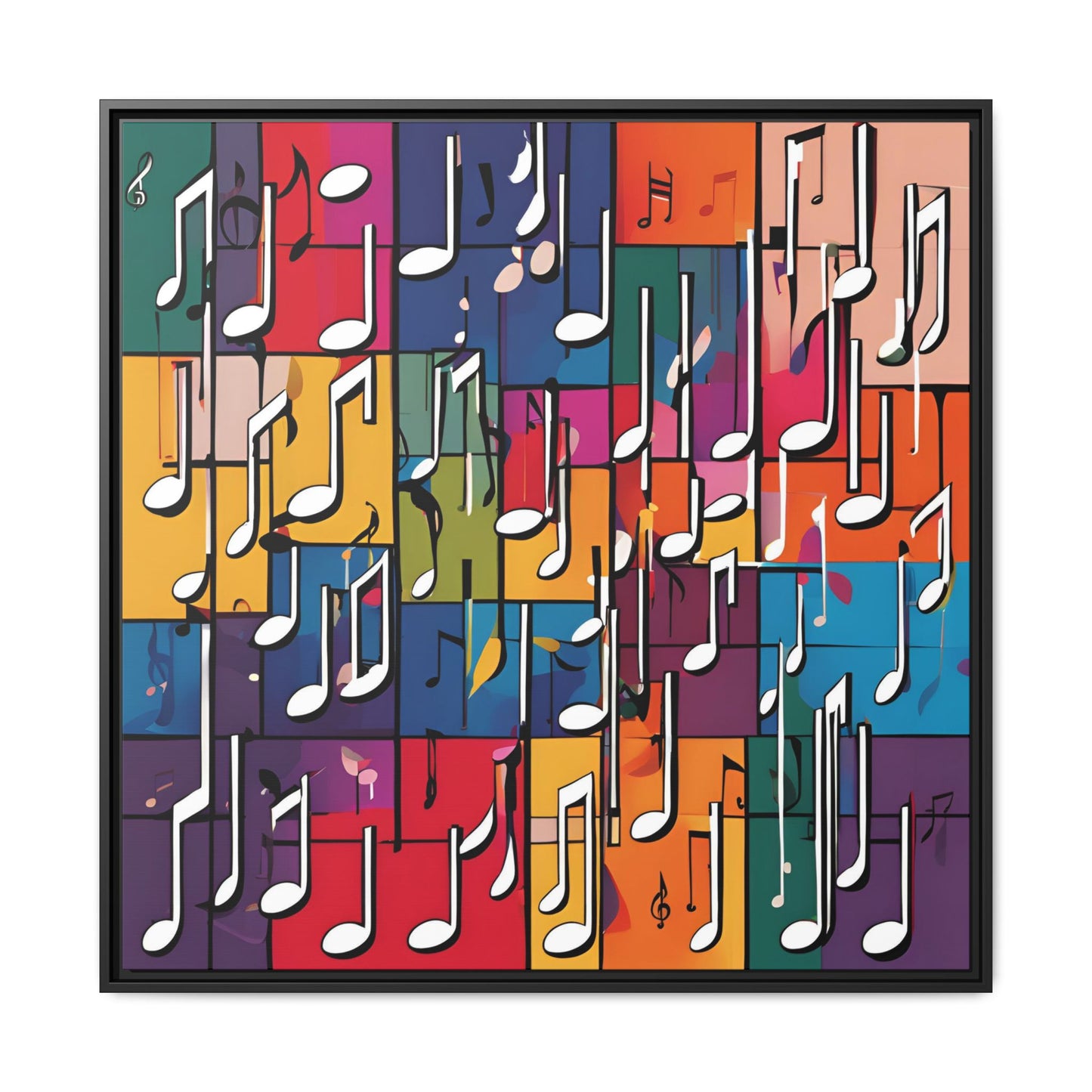 Modern Music-Themed Print Abstract Design Unique Framed Canvas Print Treble Clef Note Wall Art Music Lover Gift Decor 3 frame colors