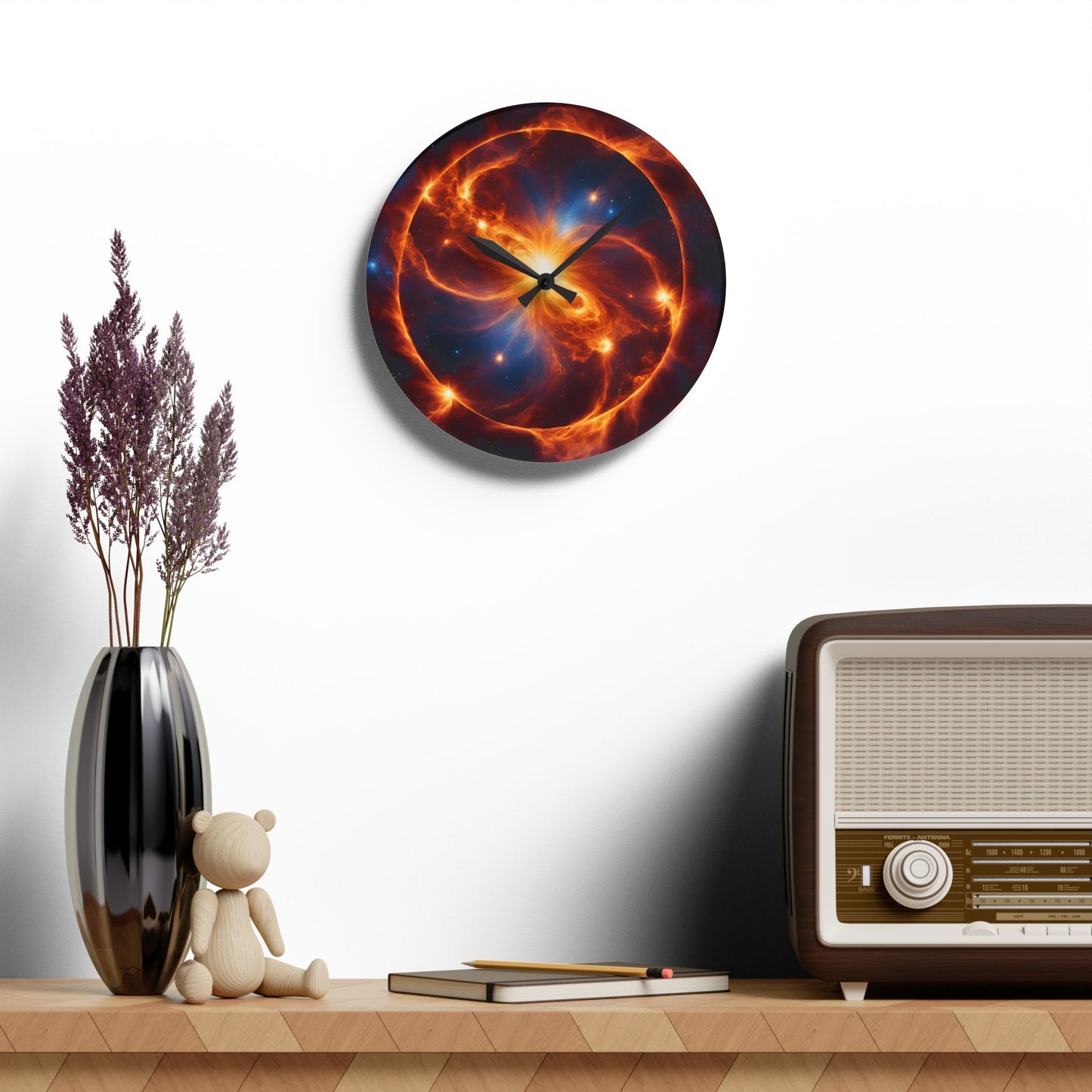Celestial Black Hole Design Acrylic Office Clock Unique Colorful Wall Clock for Kitchen or Living Room Outerspace Image Sci-Fi Gift