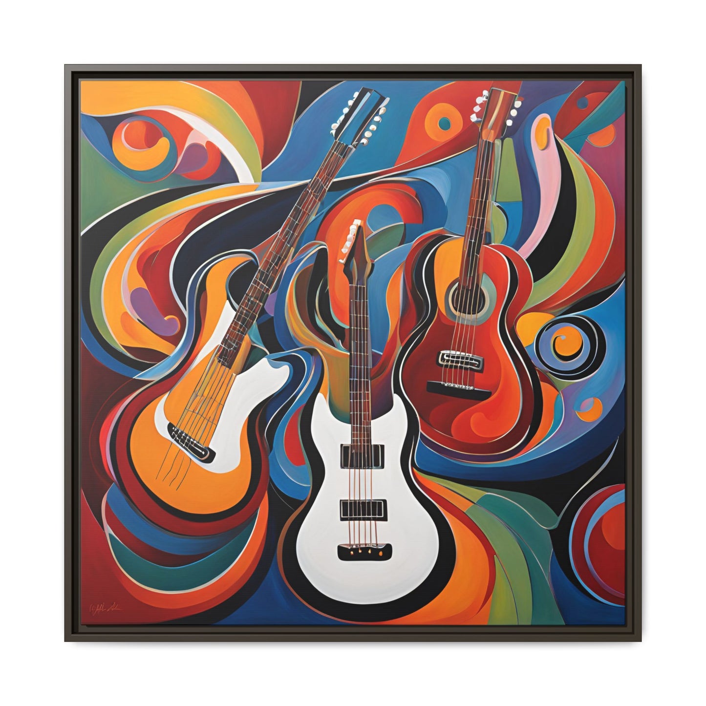 Modern Music-Themed Print Abstract Design Unique Framed Canvas Print Guitar Wall Art Music Lover Gift Decor 3 frame colors
