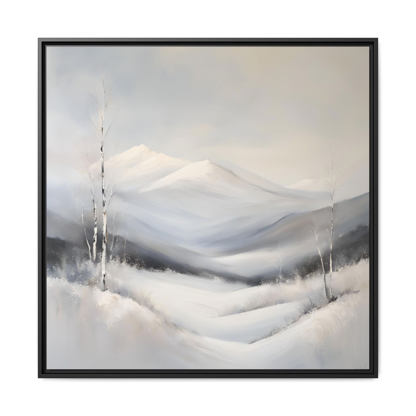 Modern Abstract Mountain Design Unique Framed Canvas Wall Art Snowy Gift Nature Lover Gift 3 frame colors