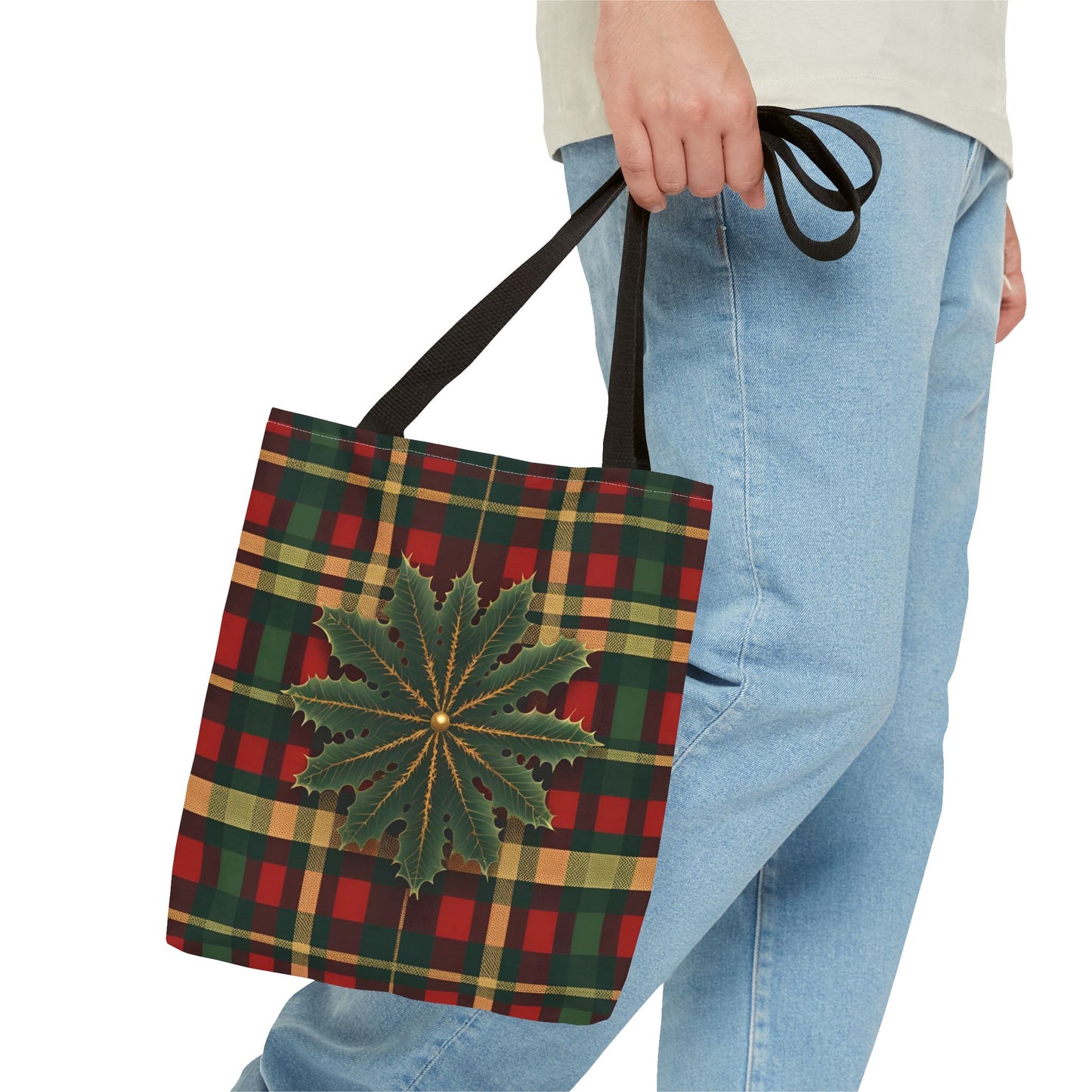 Christmas Tote Bag Holiday Cheer Gift Glam Winter Accessory Reusable Winter Plaid Tartan Shopping Bag Xmas Joy Gift Unisex Bag for Him Her