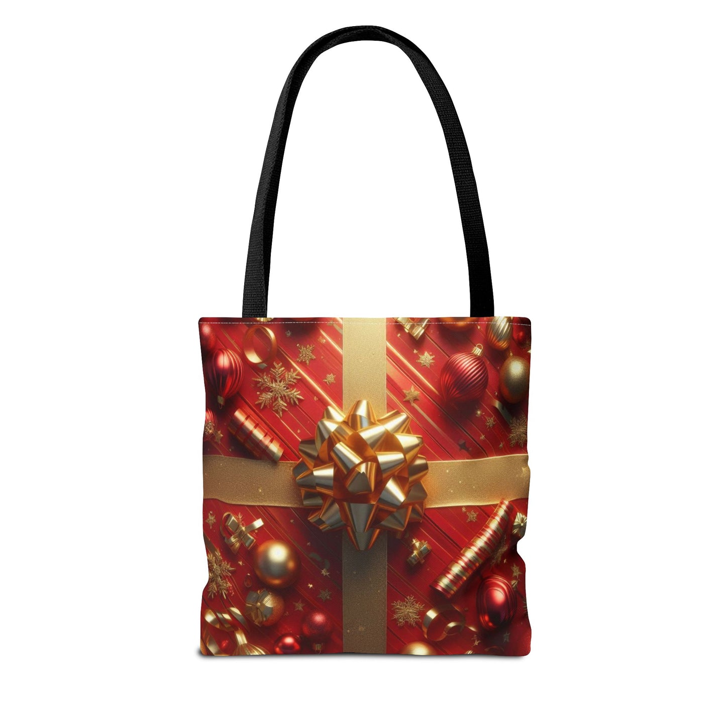Gift Wrapped Design Christmas Tote Bag Holiday Cheer Gift Winter Accessory Reusable Winter Shopping Bag Xmas Joy Gift Unisex Bag for Him Her