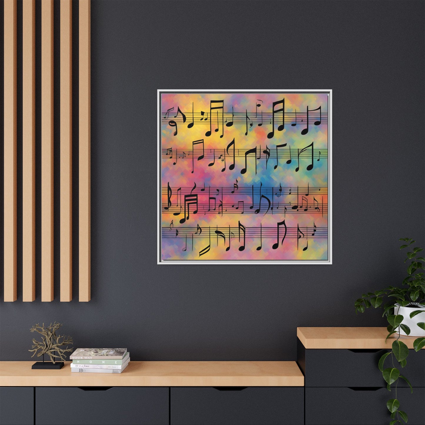 Modern Music-Themed Print Abstract Design Unique Framed Canvas Print Sheet Music Wall Art Music Lover Gift Decor 3 frame colors