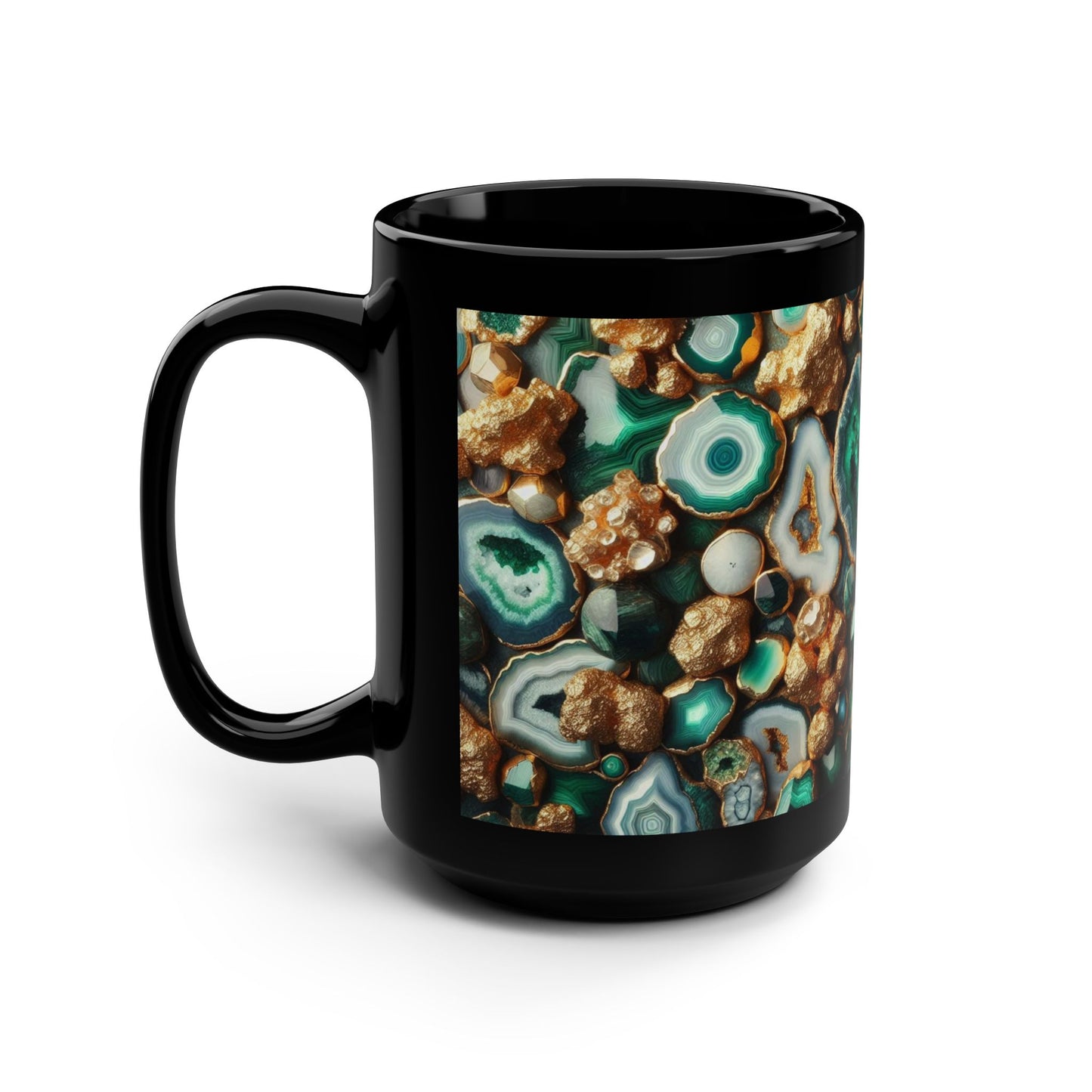Ceramic Coffee Mug Quartz-Inspired Agate Image Nature Lover Ceramic Unique Colorful Teacup Geode Rock Gemstone Lover Ceramic 15 oz Mug