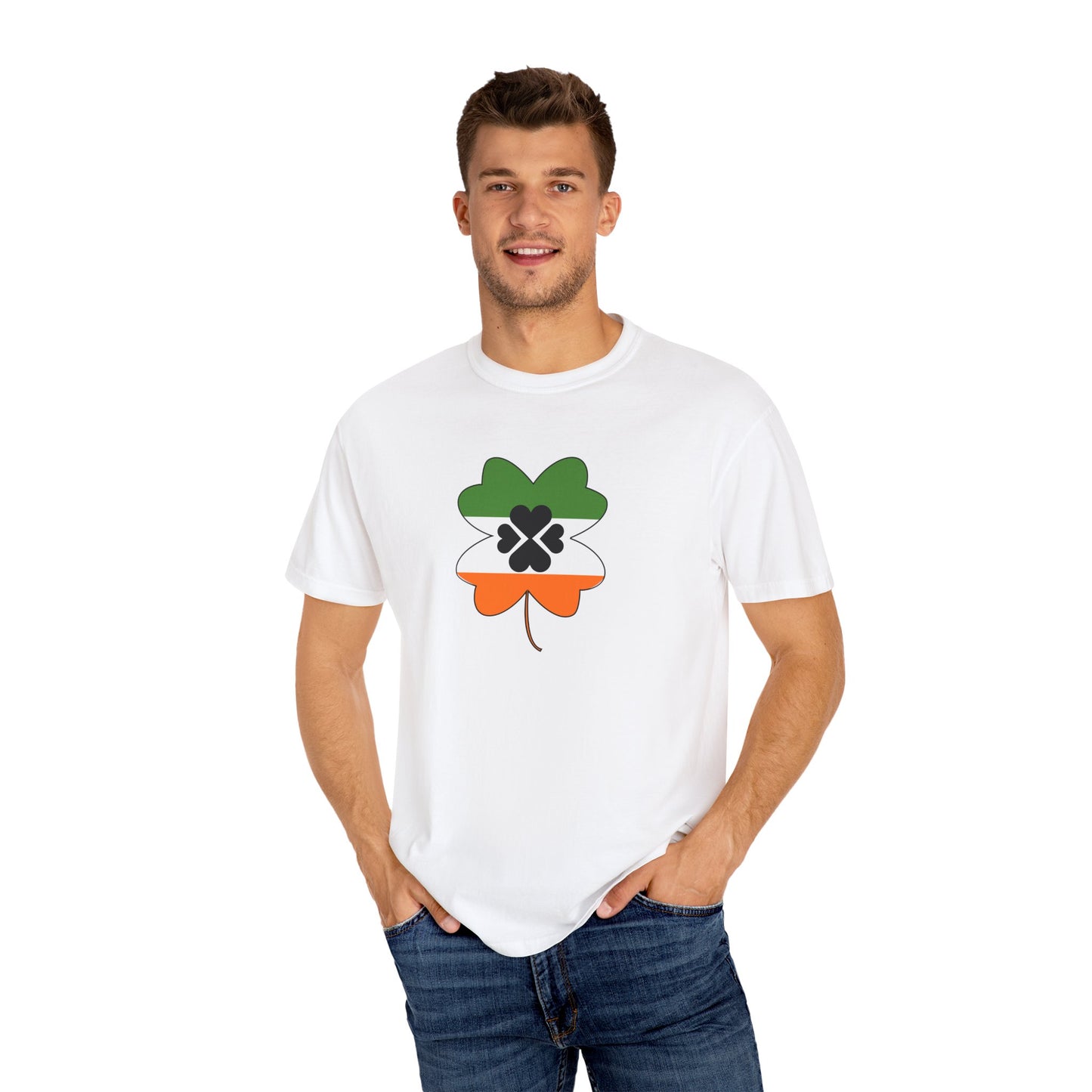 St. Patrick's Day T-Shirt Unisex Comfort Colors Relaxed Fit Garment-Dyed Tee 4 Leaf Clover Shirt Irish Themed Gift