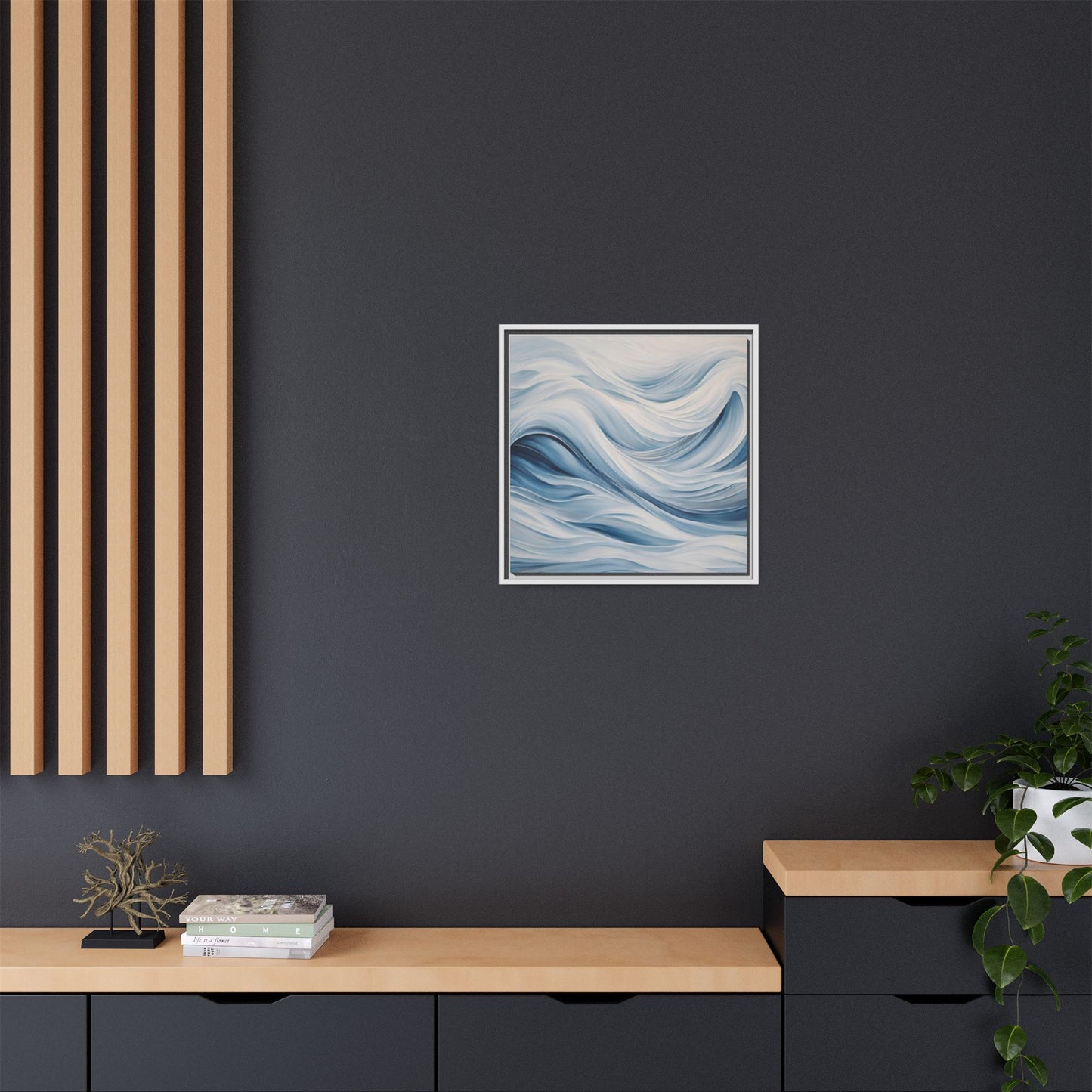 Modern Abstract Wave Design Unique Framed Print Canvas Wall Art Ocean Beach Gift Nature Lover Gift Underwater Sea Lover Gift 3 frame colors
