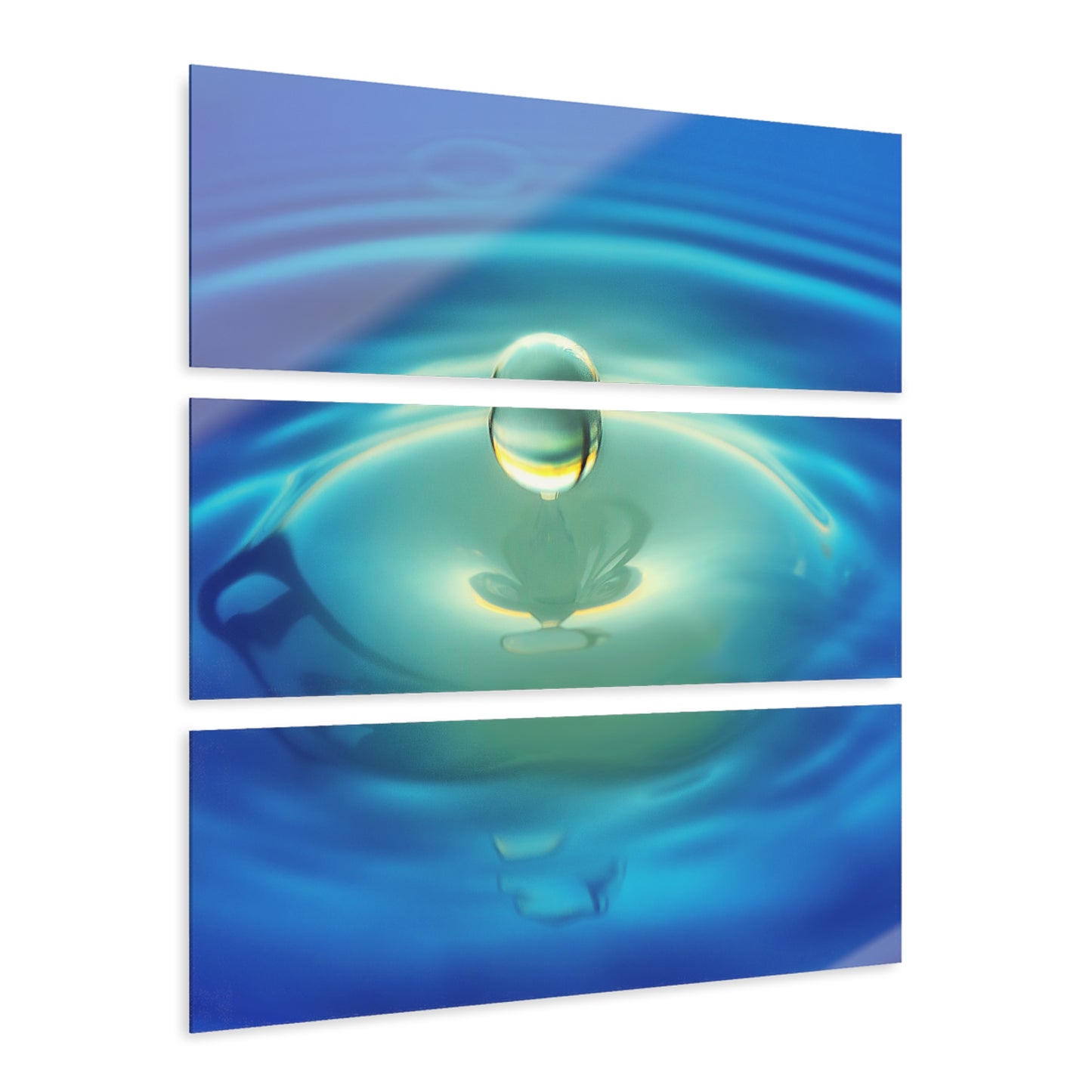 Water Droplet Modern Design Triptych Acrylic 3-Panel Print Wall Art Unique Water Themed Interior Acrylic Decor