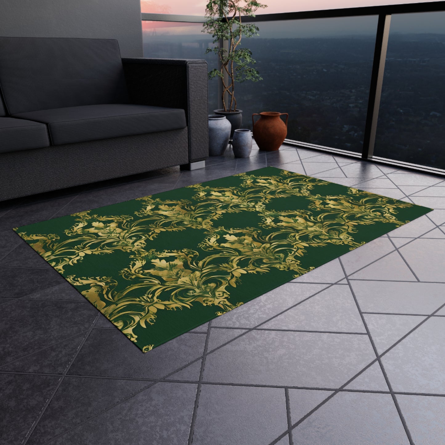 Chenille Outdoor Rug with No-Skid Backing Cozy Outdoor Carpet Patio Decor Gazebo Rug Pool Area Decor Outdoor Kitchen Carpet