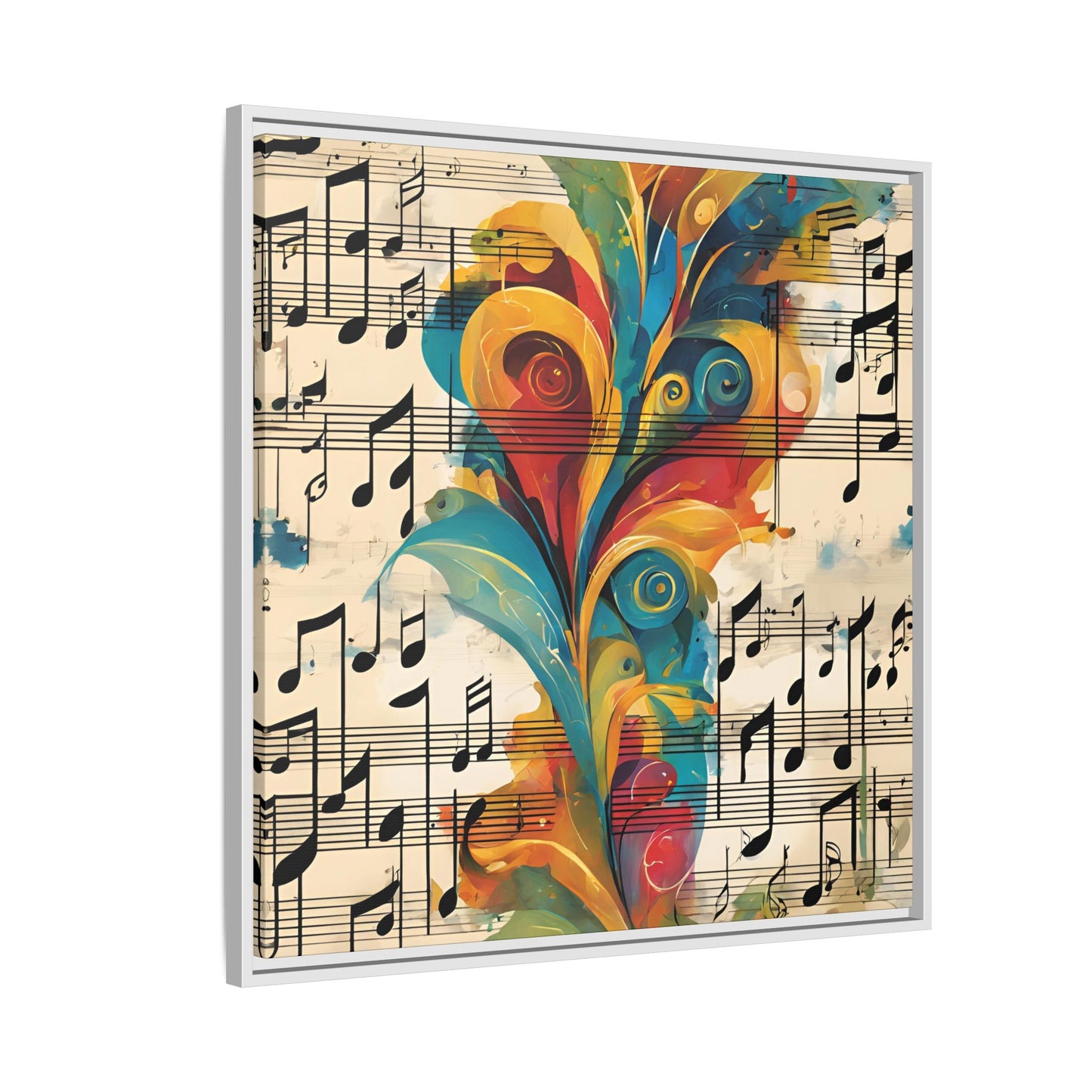 Modern Sheet Music-Themed Print Abstract Design Unique Framed Canvas Print Treble Clef Note Wall Art Music Lover Gift Decor 3 frame colors