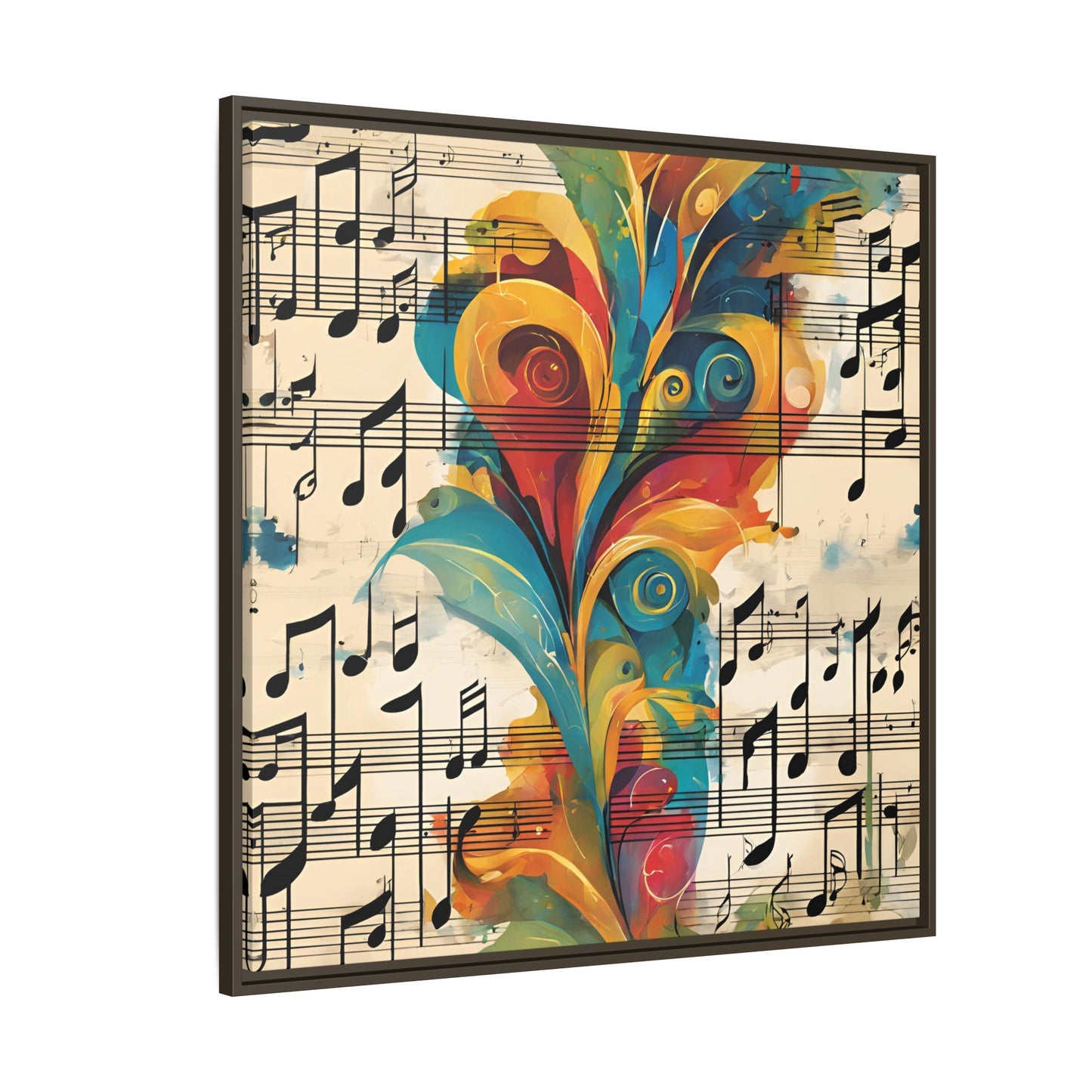 Modern Sheet Music-Themed Print Abstract Design Unique Framed Canvas Print Treble Clef Note Wall Art Music Lover Gift Decor 3 frame colors