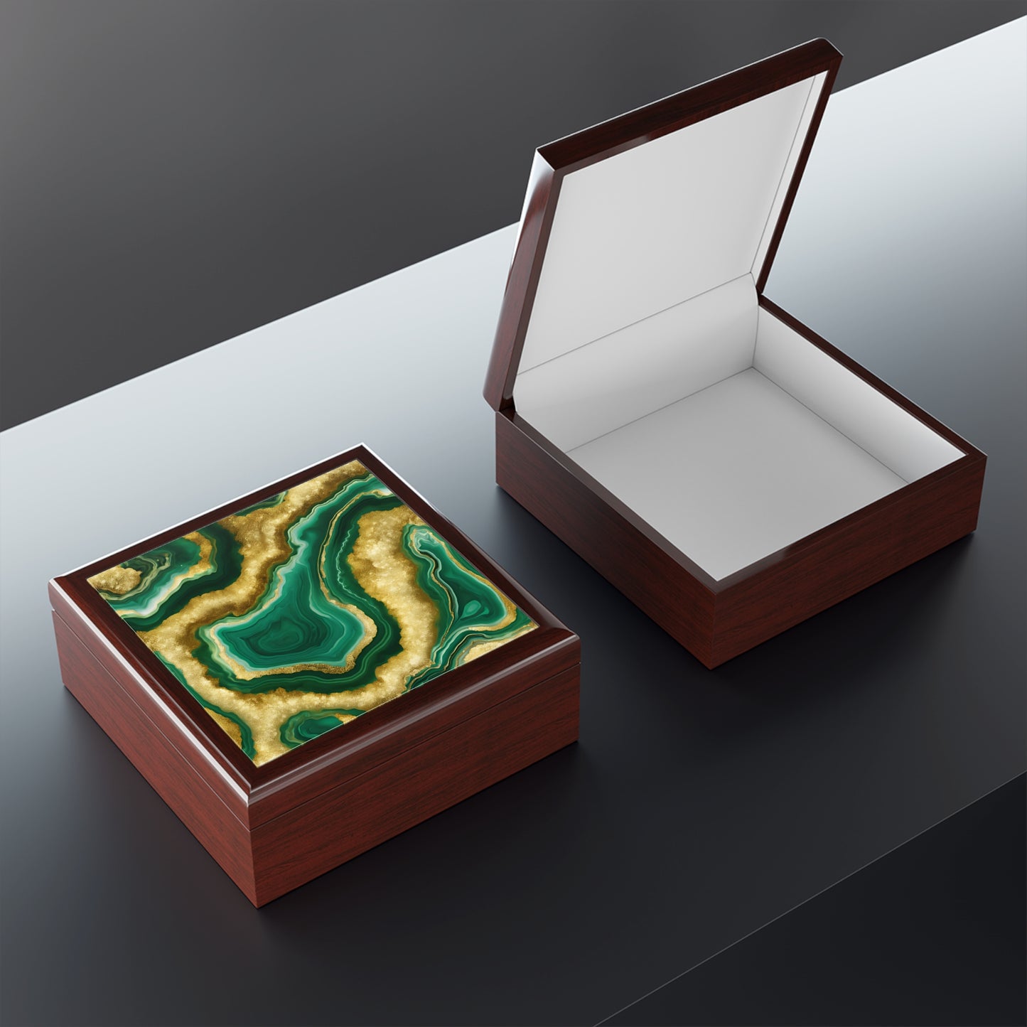 Unique Art Print Design Jewelry Box Trinket Box Bedroom Dresser Decor Vanity Gift Box - 3 colors to choose from