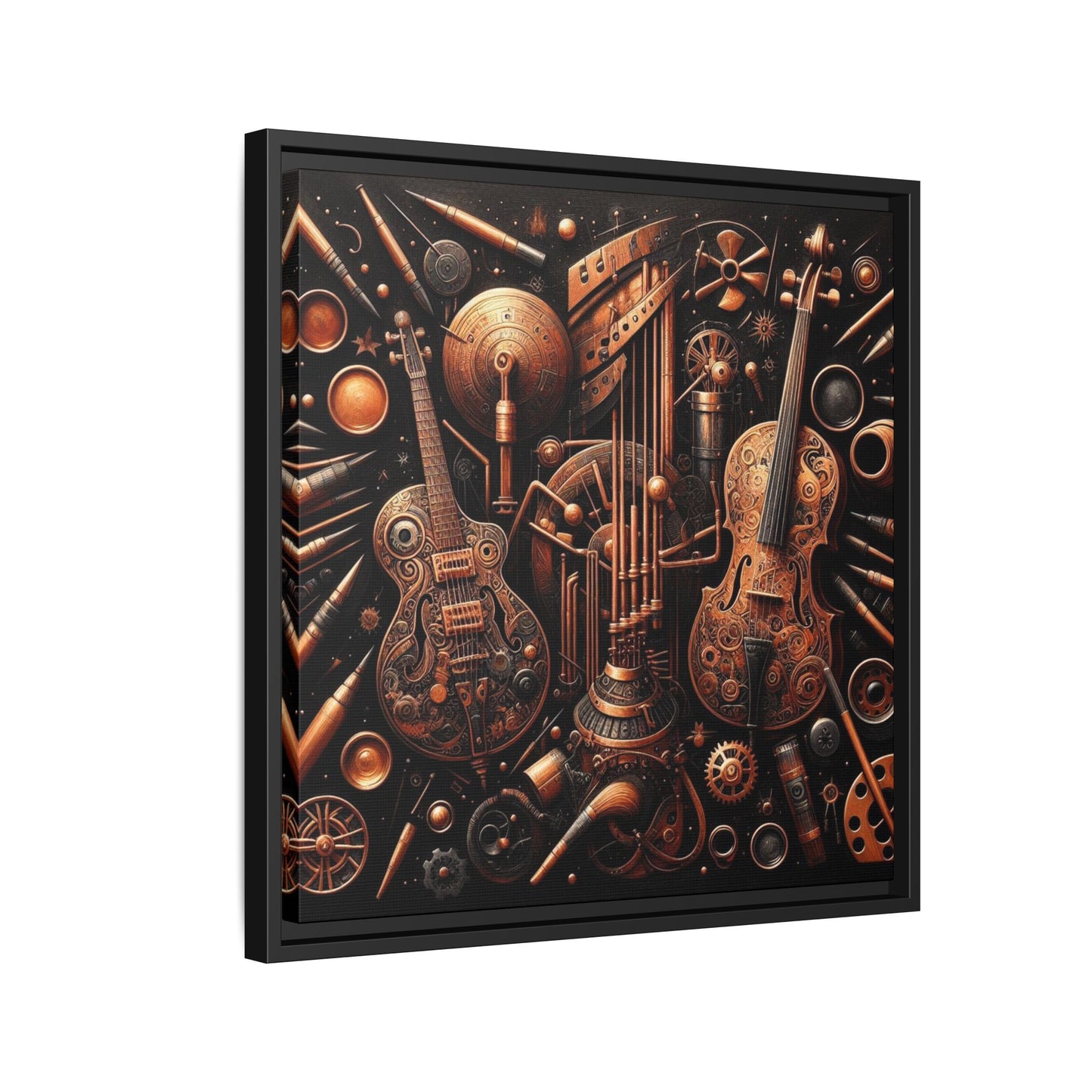 Modern Music-Themed Print Abstract Design Unique Framed Canvas Print Steampunk Wall Art Music Lover Gift Decor 3 frame colors