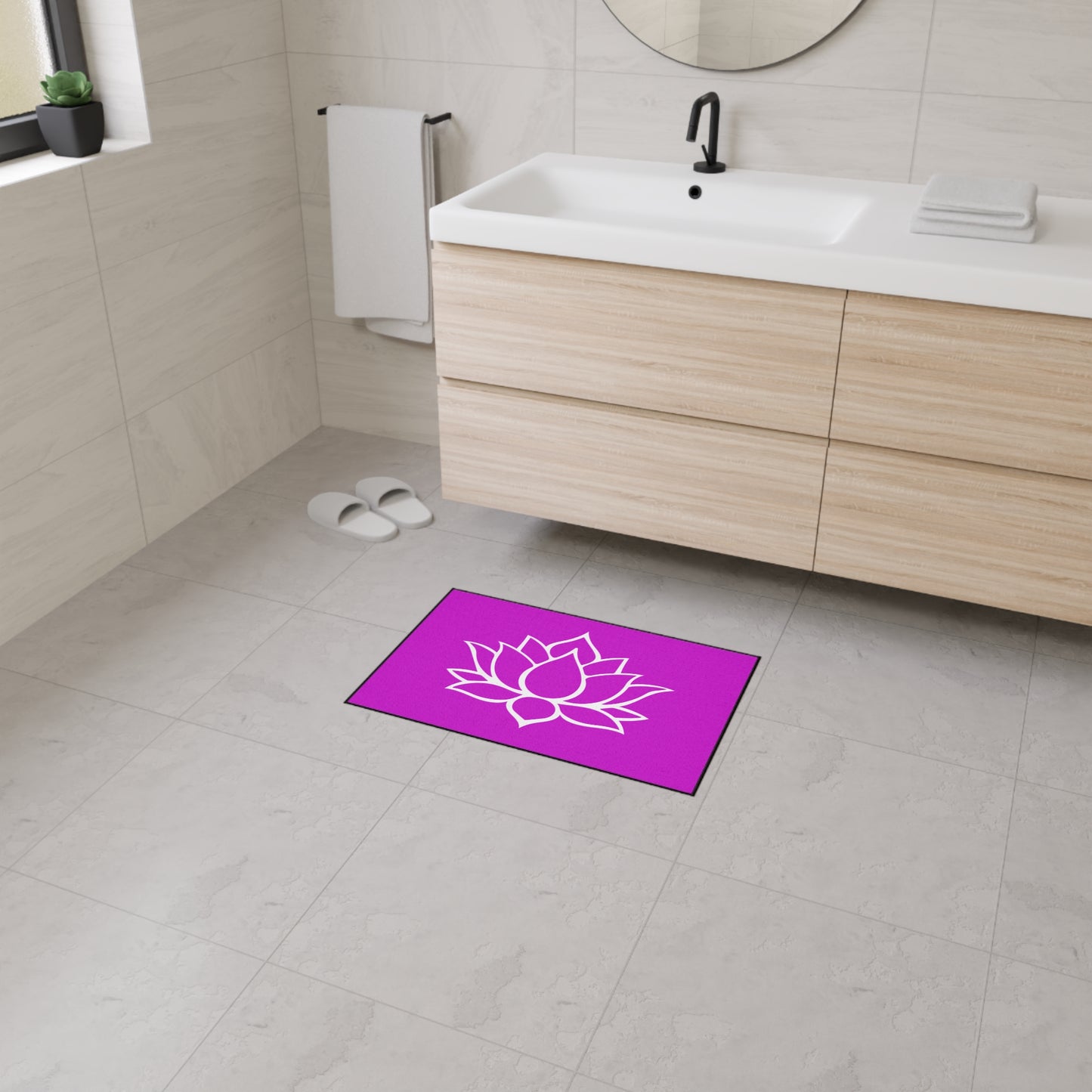 Decorative Heavy Duty Non-Slip Floor Mat Stylish Design Perfect for Entryway Kitchen Décor Pink Lotus Blossom Floral Design Rug Bath Mat