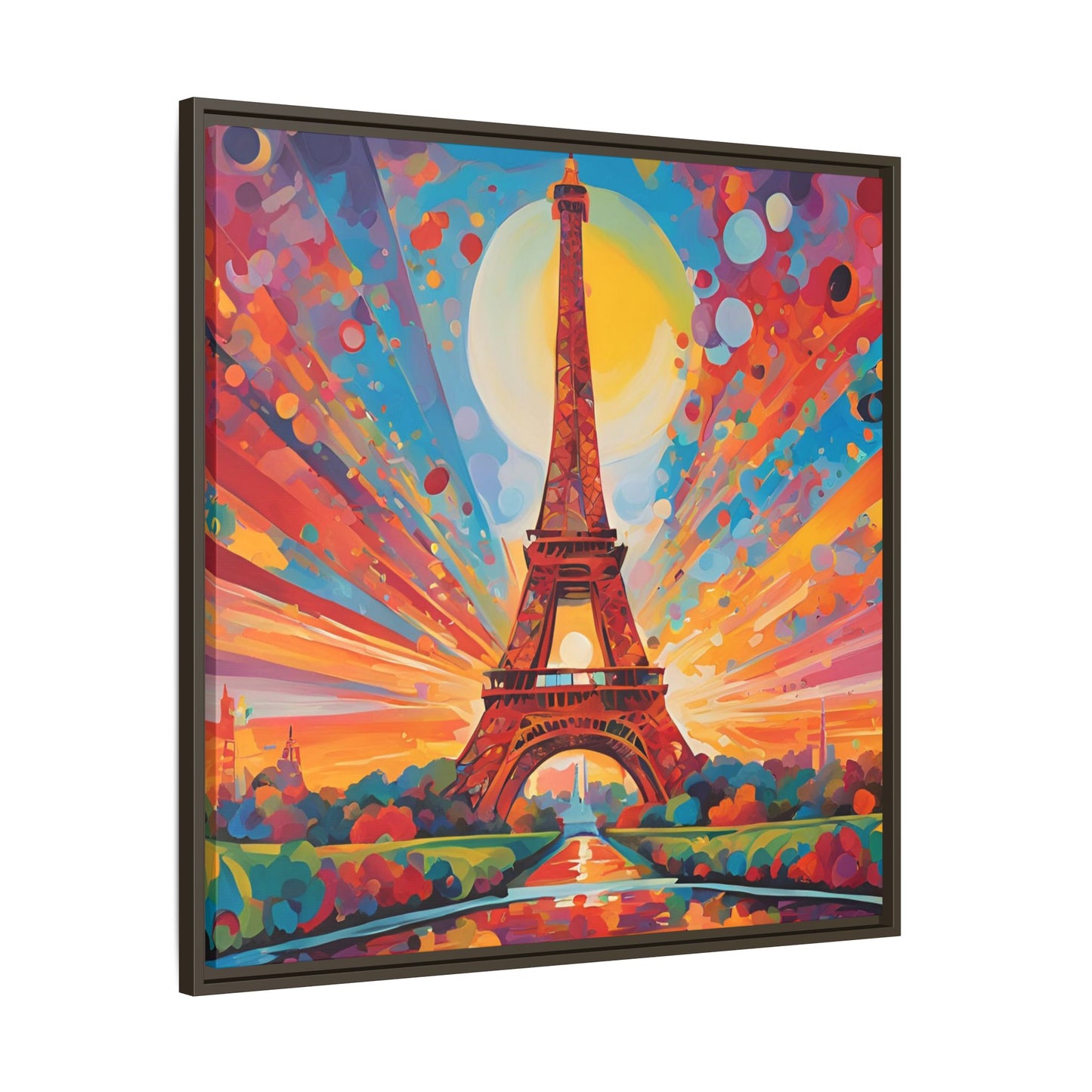 Modern Abstract Eiffel Tower Design Unique Framed Colorful Canvas Landscape Wall Art Paris France Gift Nature Lover Gift 3 frame colors