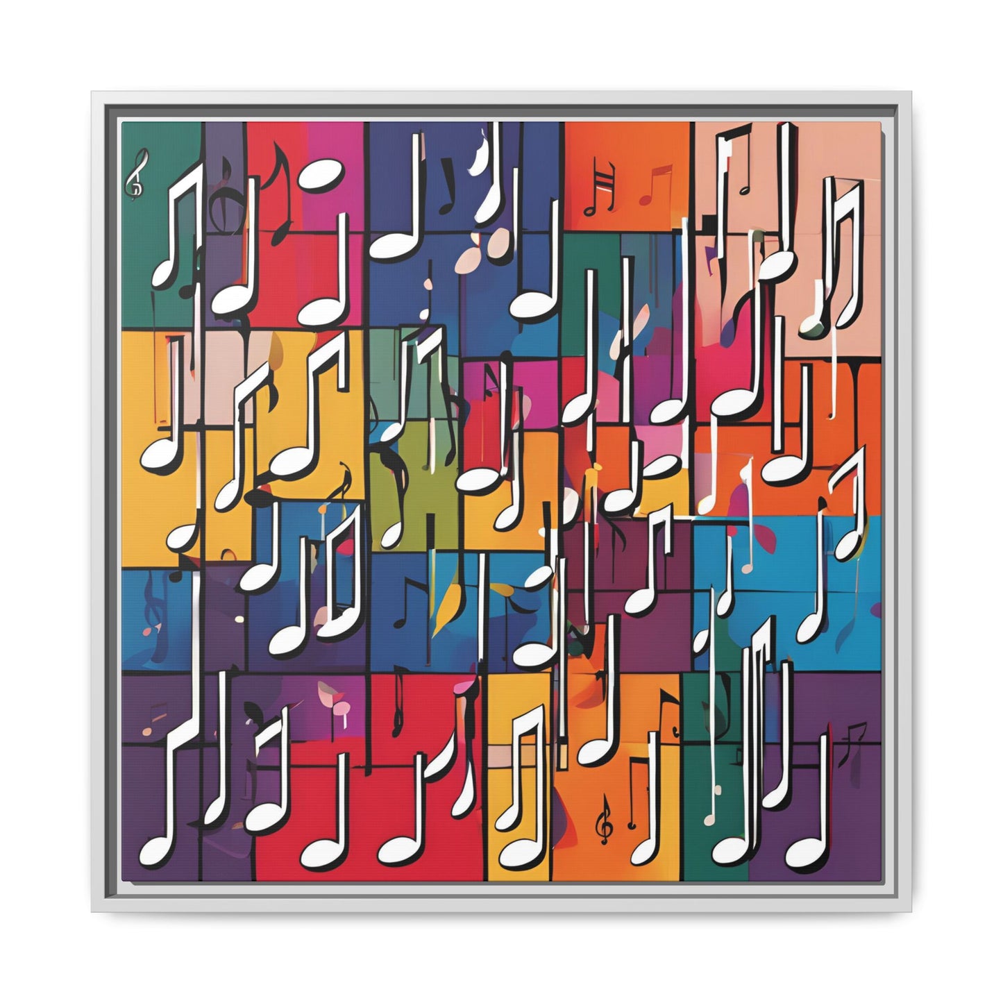 Modern Music-Themed Print Abstract Design Unique Framed Canvas Print Treble Clef Note Wall Art Music Lover Gift Decor 3 frame colors