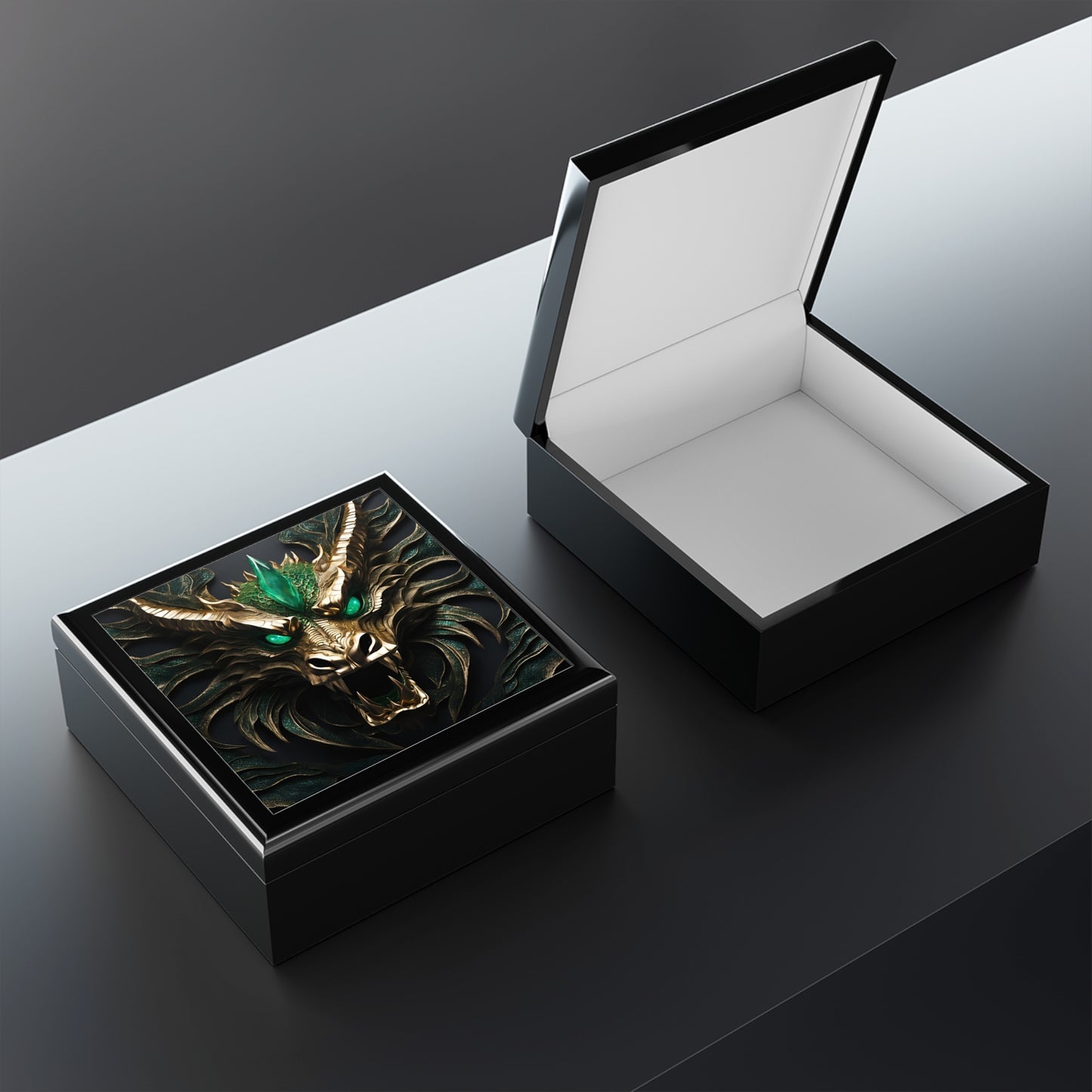 Unique Dragon Fantasy Art Print Mythical Design Jewelry Box Trinket Box Bedroom Dresser Decor Vanity Gift Box - 3 colors to choose from