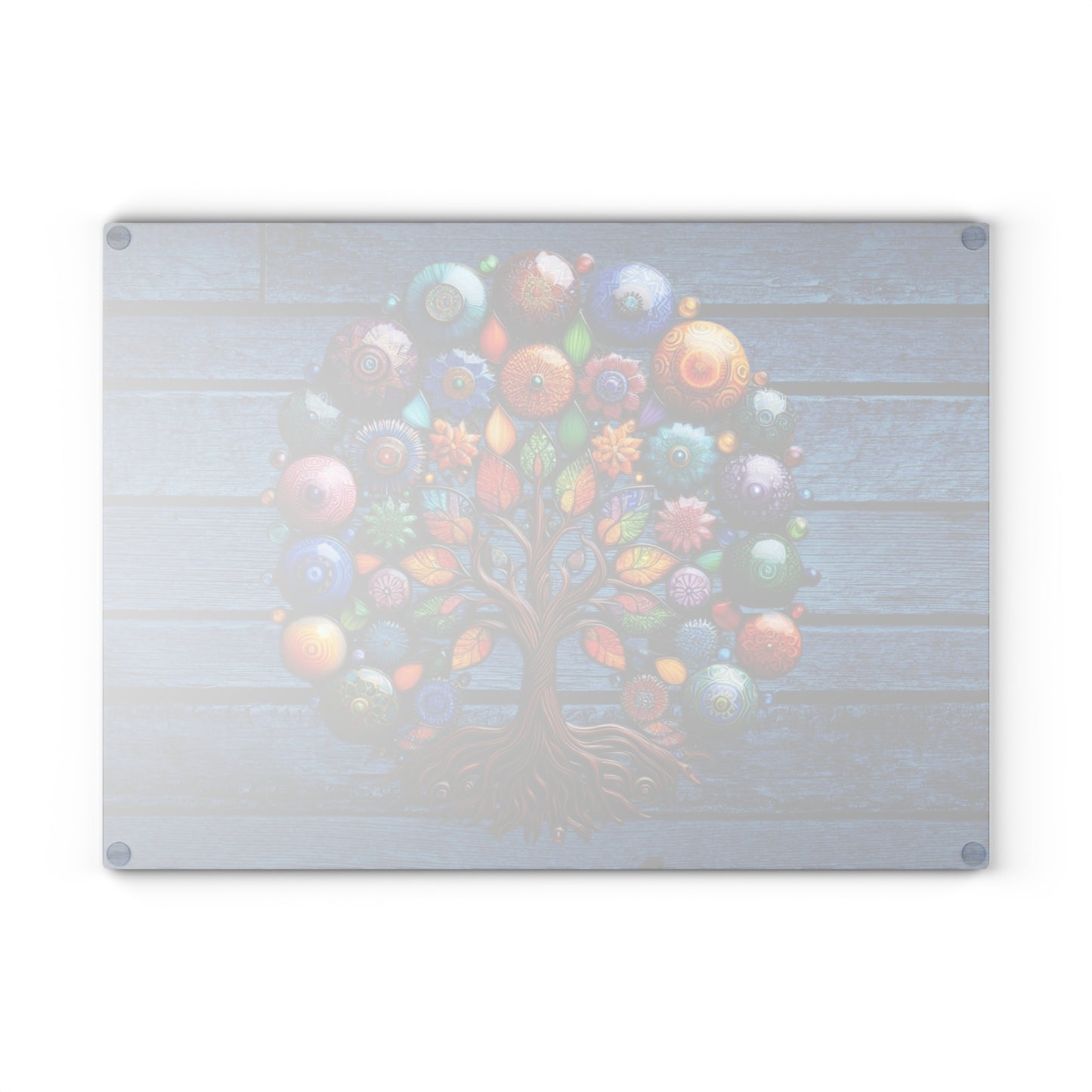 Glass Kitchen Decor Glass Cutting Board Serving Tray with Tree of Life Design Cutting Board Gift for Home Cook Glass Charcuterie Board