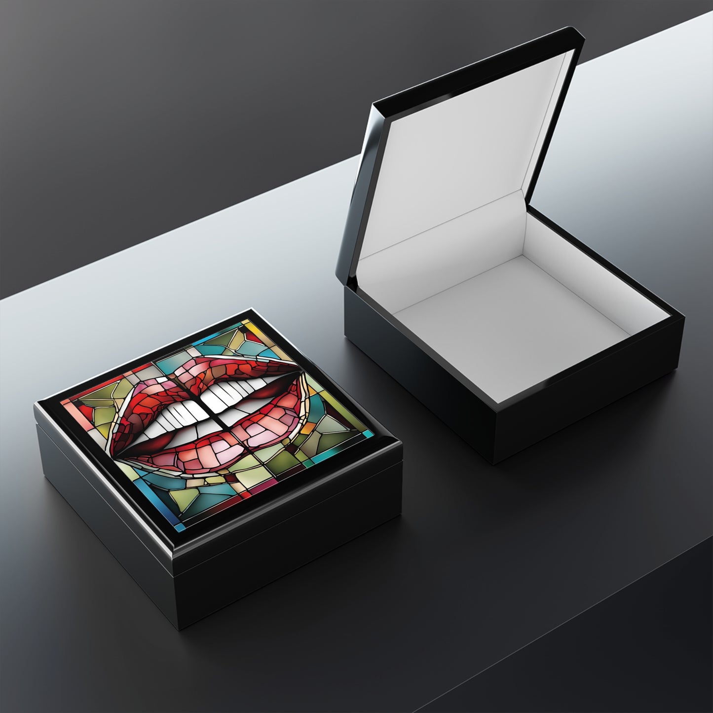 Unique Art Print Design Jewelry Box Trinket Box Bedroom Dresser Decor Vanity Gift Box - 3 colors to choose from