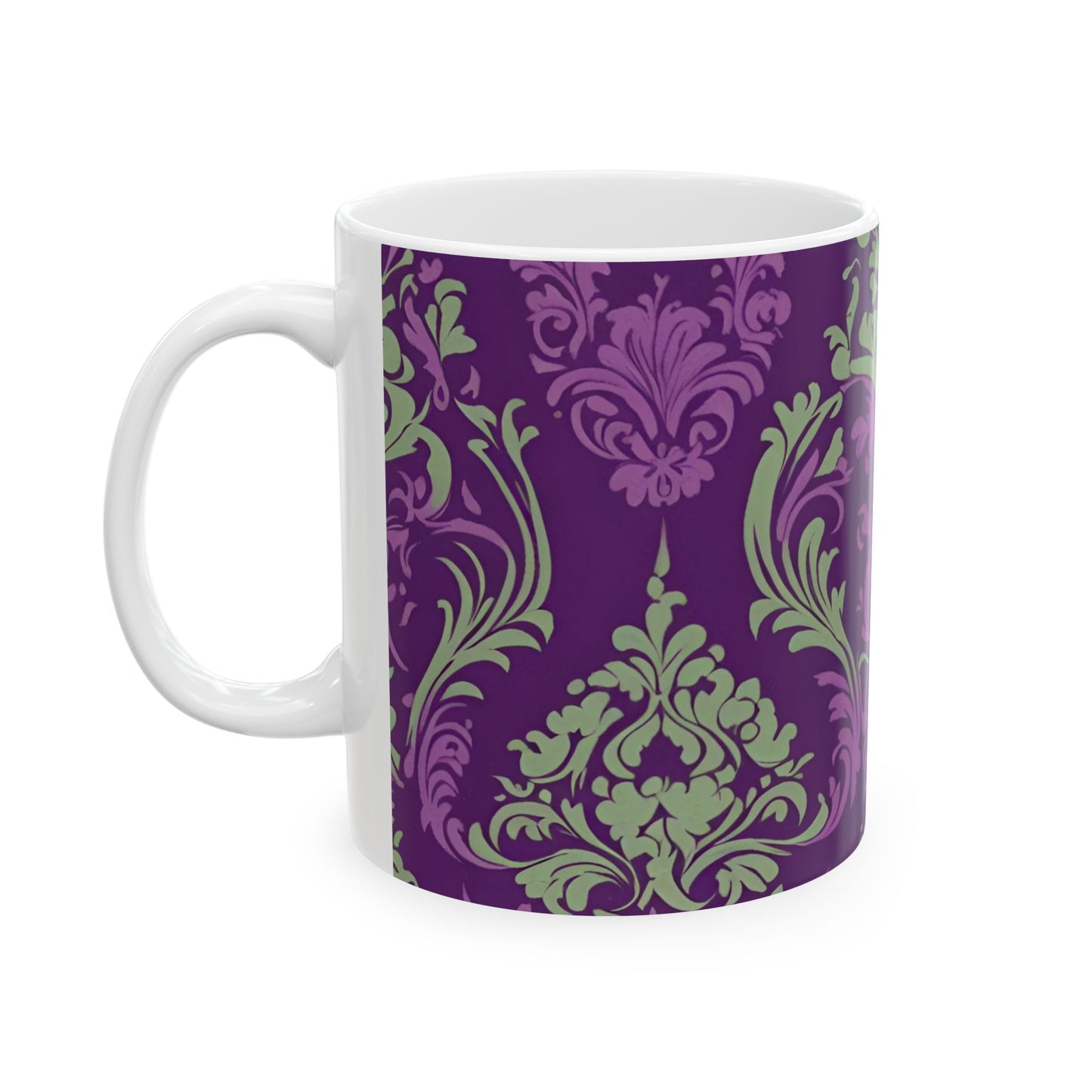 Elegant Damask Pattern Ceramic Mug Vintage Royal Purple Mug