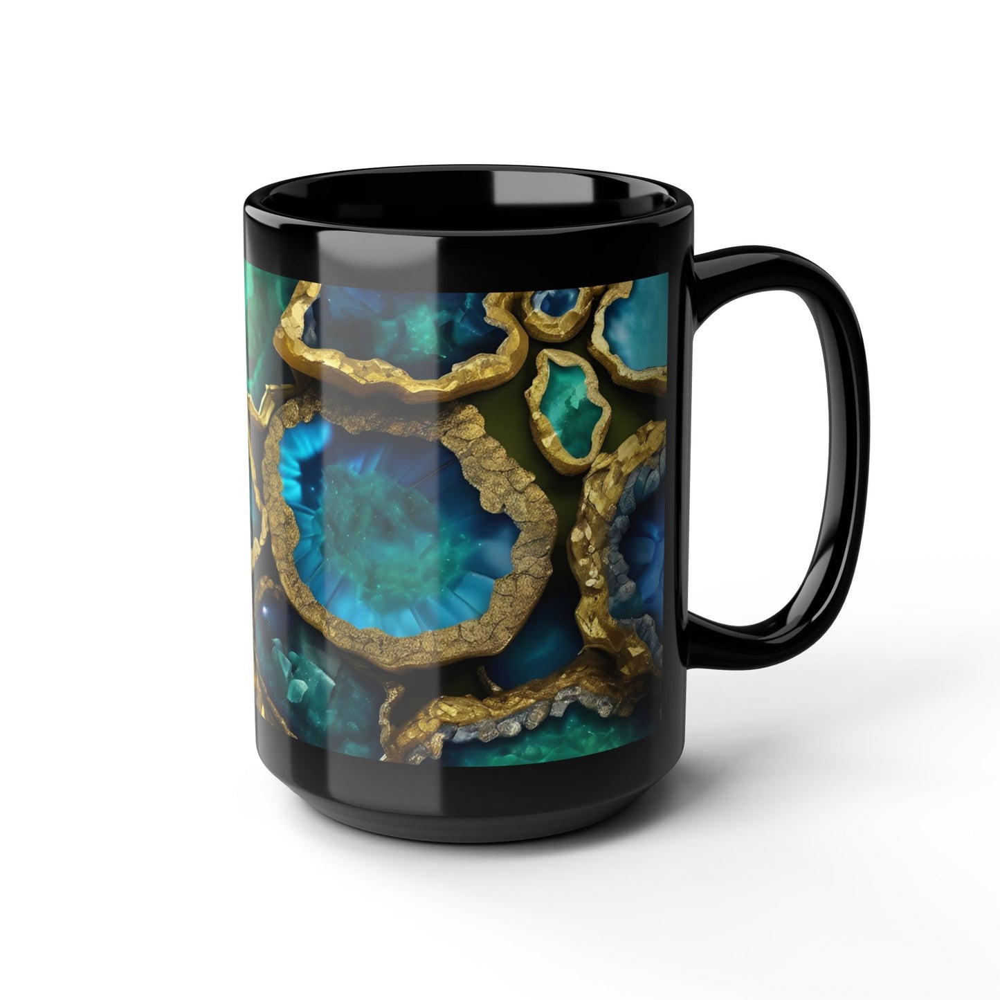 Ceramic Coffee Mug Quartz-Inspired Agate Image Nature Lover Ceramic Unique Colorful Teacup Geode Rock Gemstone Lover Ceramic 15 oz Mug