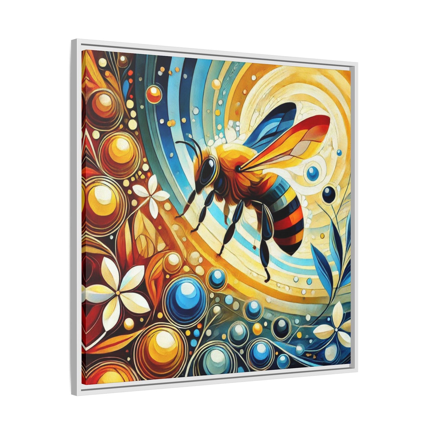 Modern Bee Print Abstract Design Unique Framed Canvas Print Insect Lover Wall Art Animal Lover Nature Lover Decor 3 frame colors
