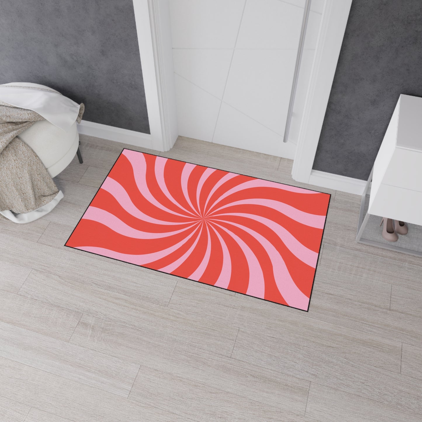 Grovy Retro Decorative Heavy Duty Non-Slip Floor Mat Stylish Design Perfect for Entryway Kitchen Décor Beachy Swirl Design Bathroom Mat