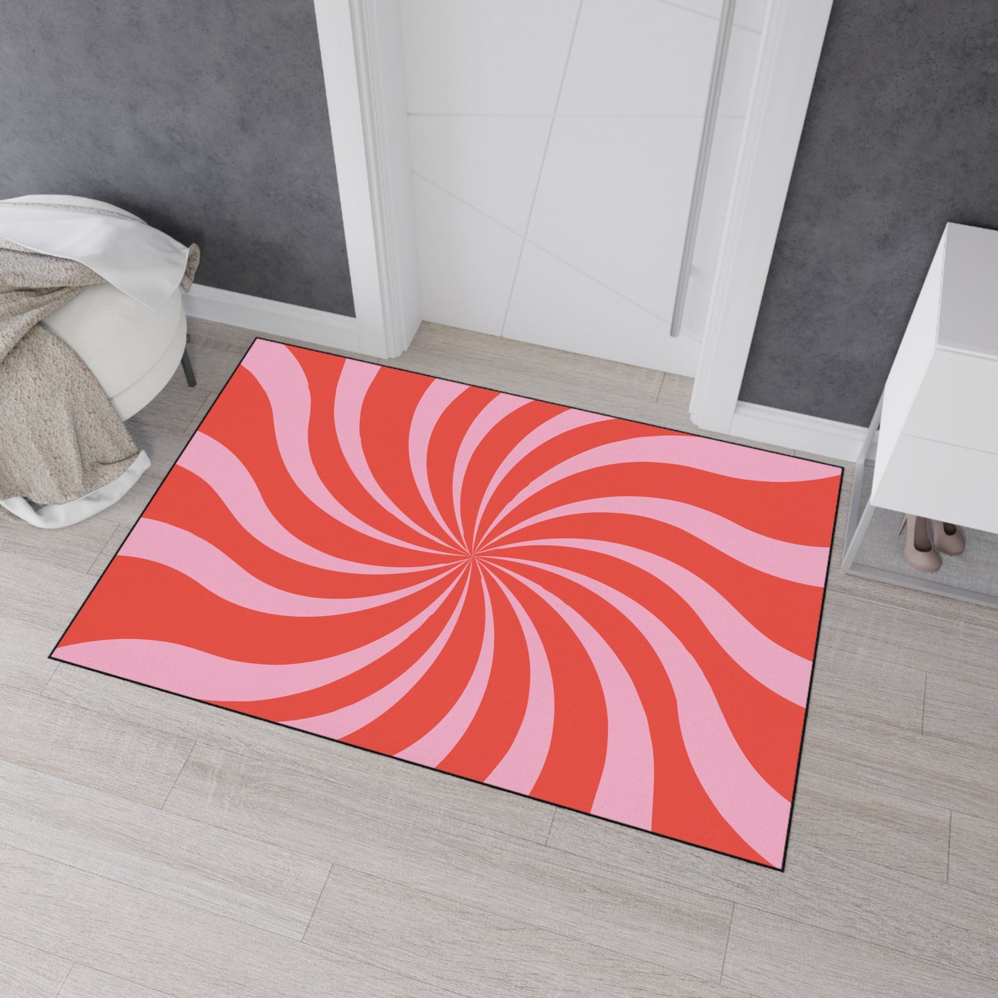 Grovy Retro Decorative Heavy Duty Non-Slip Floor Mat Stylish Design Perfect for Entryway Kitchen Décor Beachy Swirl Design Bathroom Mat
