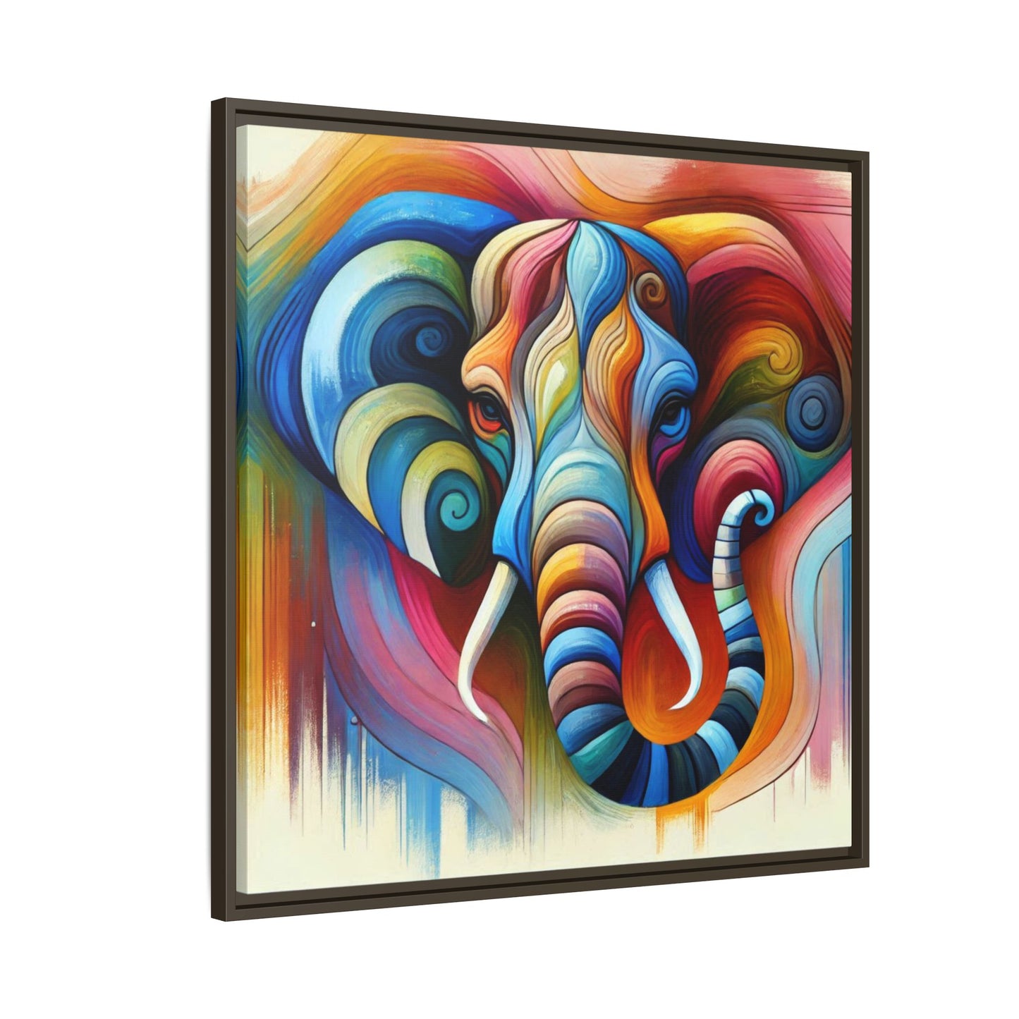 Modern Elephant Print Abstract Design Unique Framed Canvas Print African Wall Art Animal Lover Gift Nature Lover Decor 3 frame colors