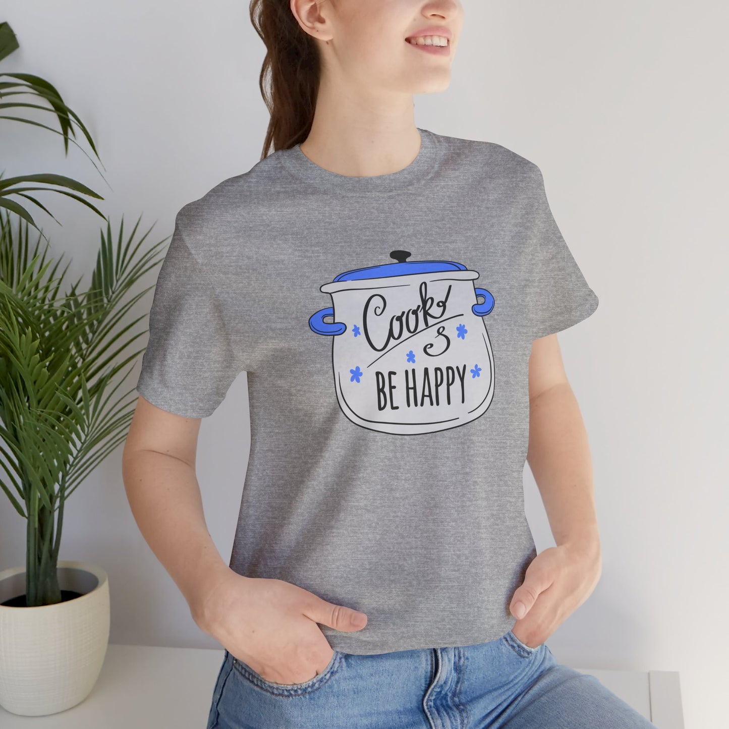 Cook and Be Happy T-shirt Unisex Funny Foodie Culinary Shirt Gift for Home Cook Happy Chef T-Shirt
