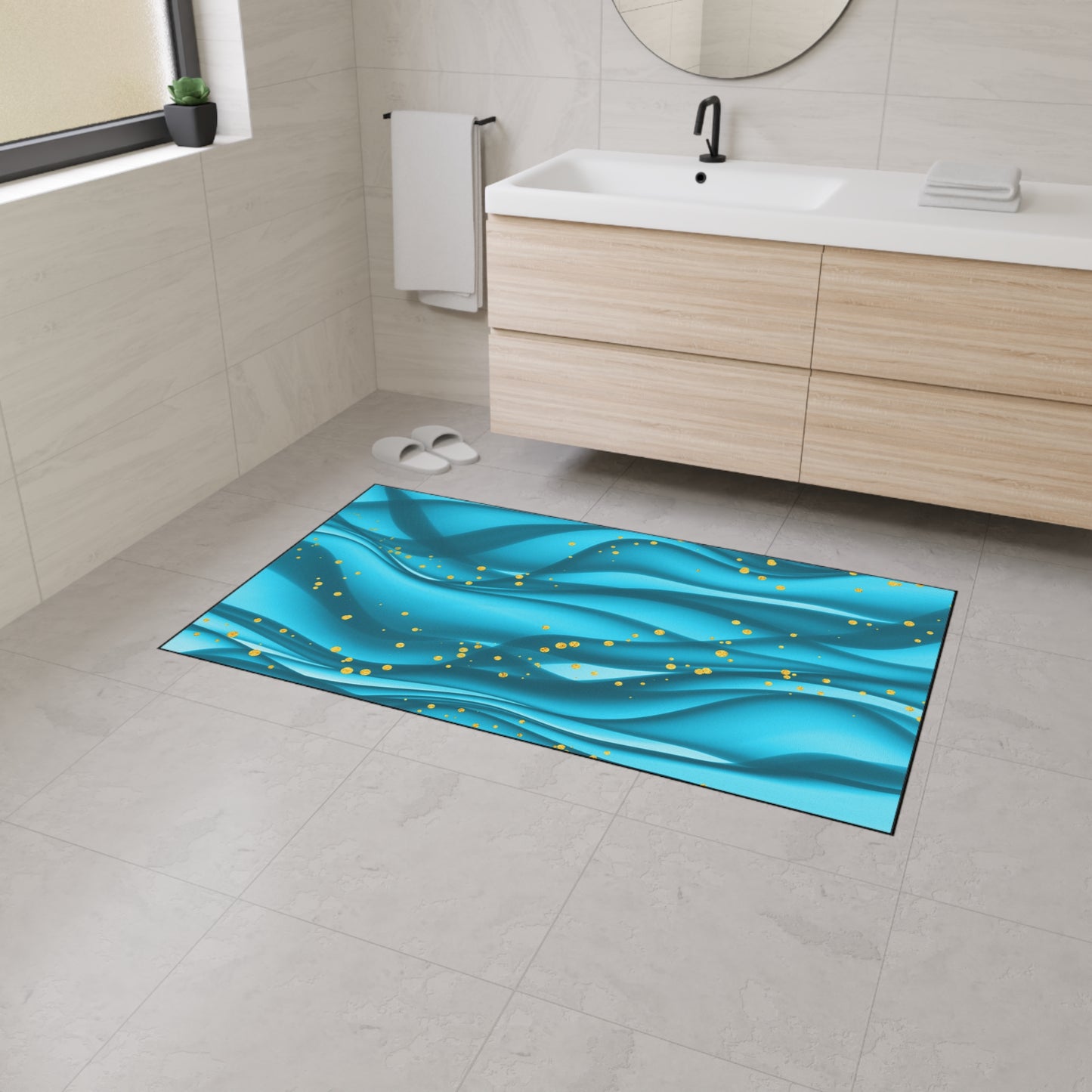 Decorative Heavy Duty Non-Slip Floor Mat Stylish Design Perfect for Entryway Kitchen Décor Beachy Wave Design Rug Tropical Bathroom Floor