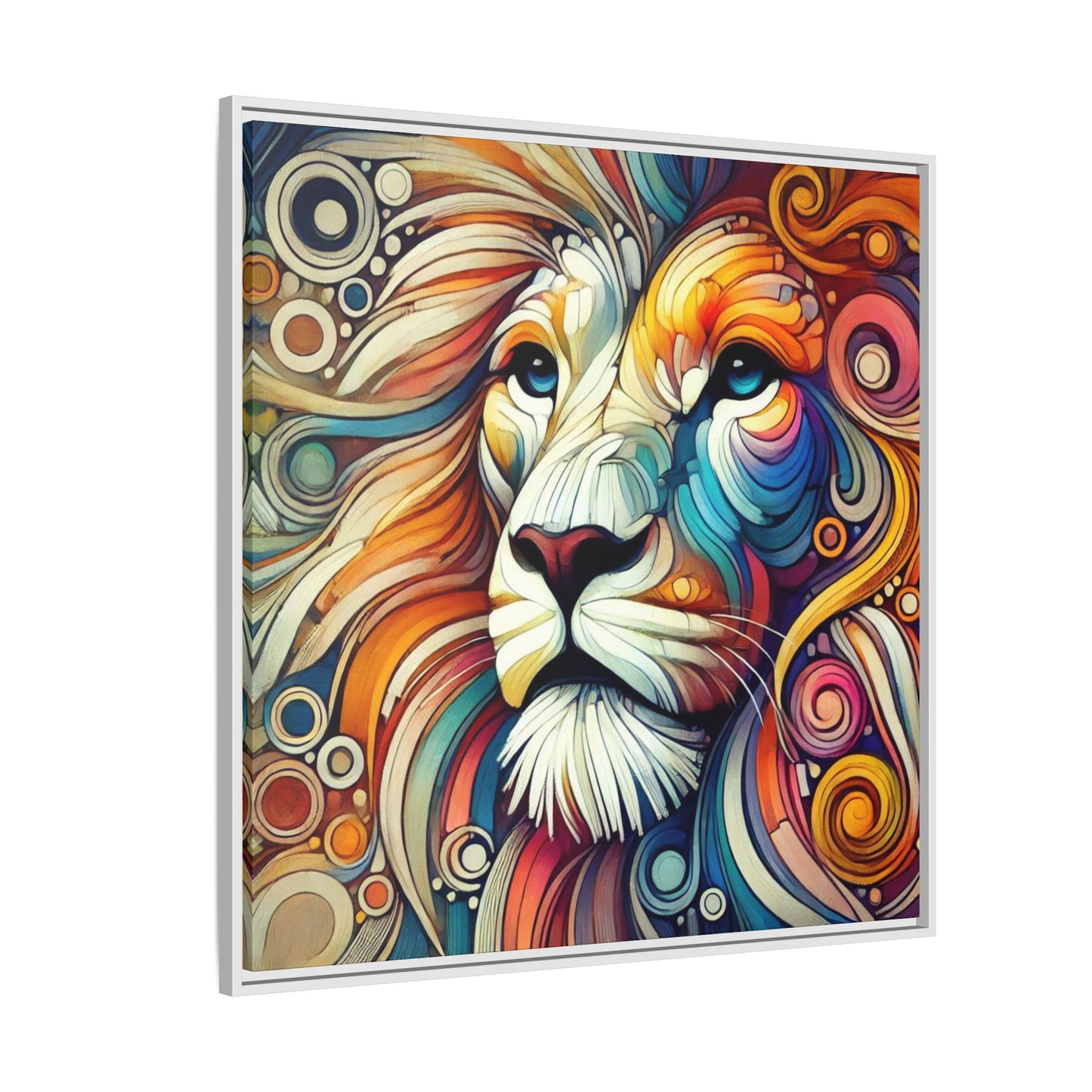 Modern Lion Print Abstract Design Unique Framed Canvas Print King of Jungle Wall Art Animal Lover Gift Nature Lover Decor 3 frame colors