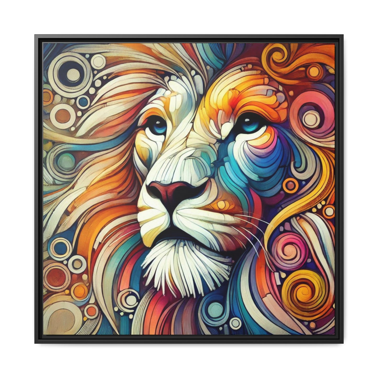 Modern Lion Print Abstract Design Unique Framed Canvas Print King of Jungle Wall Art Animal Lover Gift Nature Lover Decor 3 frame colors