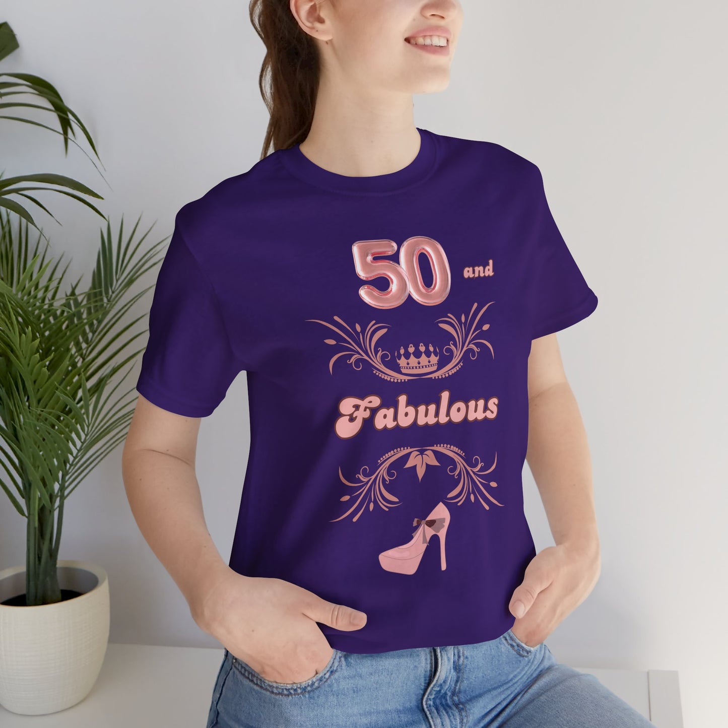 50th Birthday Shirt 50 and Fabulous High Heel Princess Crown Birthday T-Shirt Mom Daughter Sister Birthday Shirt