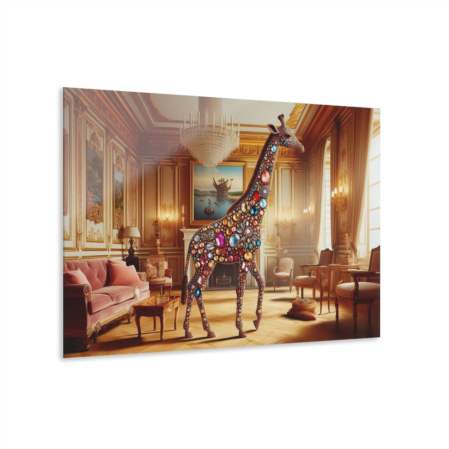 Gemstone Design Giraffe Acrylic Print with French Cleat Nature Lover Wall Art Animal Lover Gift Artwork Modern Garden Home Decor