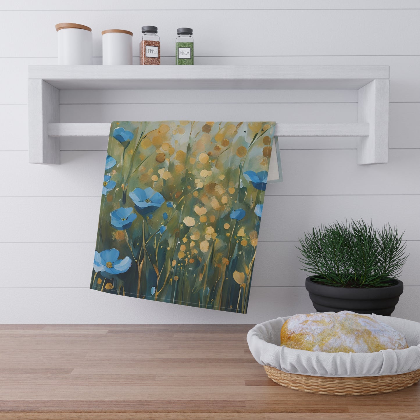 Floral Kitchen Tea Towel Pastel Dish Towel Durable Hand Towel Gift for Flower Lover Whimsical Home Decor Decorative Kitchen Cotton Twill