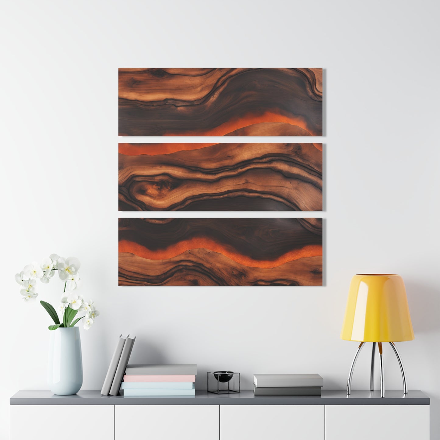 Geode-Inspired Wood-look Design Triptych Acrylic Print Wall Art Nature Lover Gift Geology Agate Rock Lover Gift