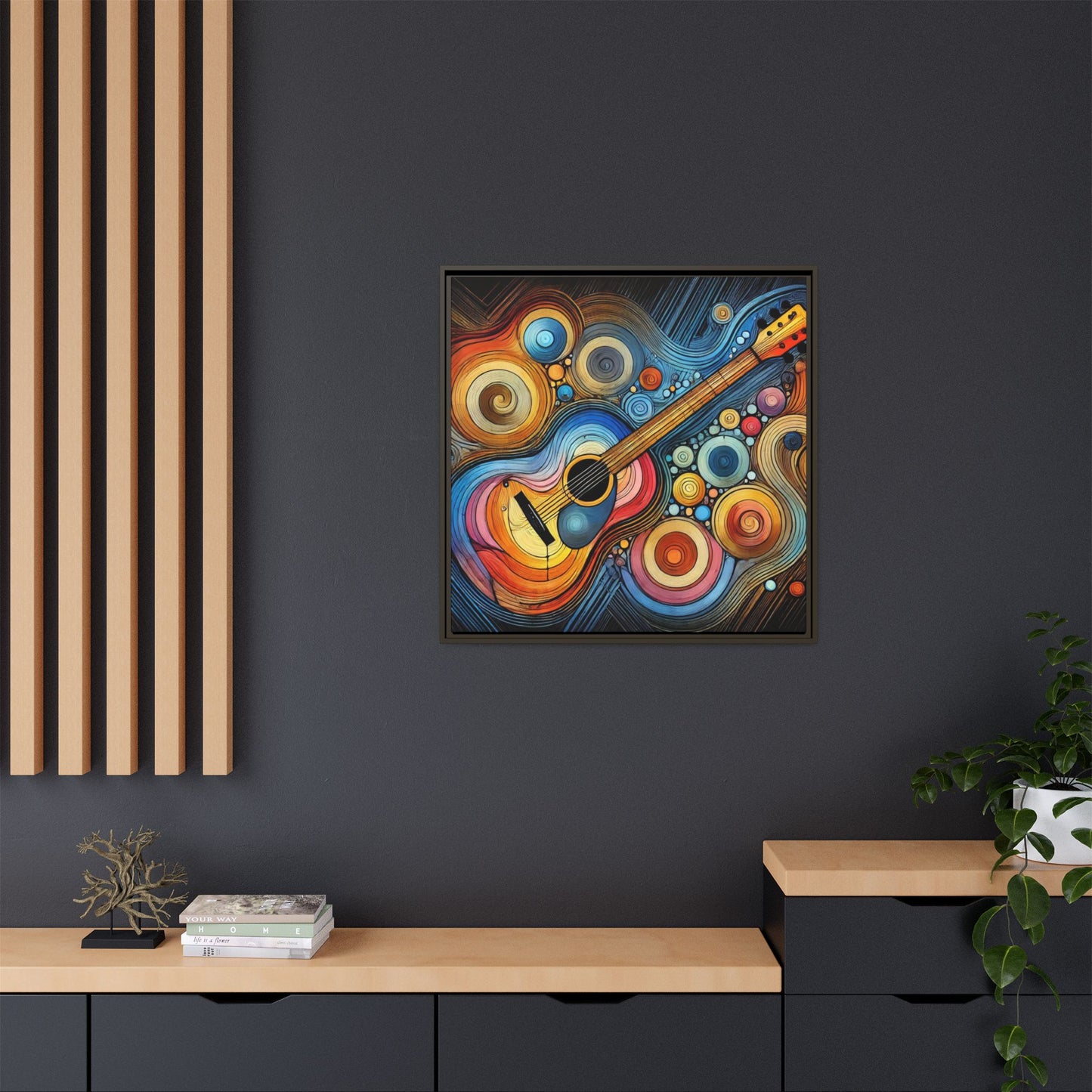 Modern Music-Themed Print Abstract Design Unique Framed Canvas Print Guitar Wall Art Music Lover Gift Decor 3 frame colors