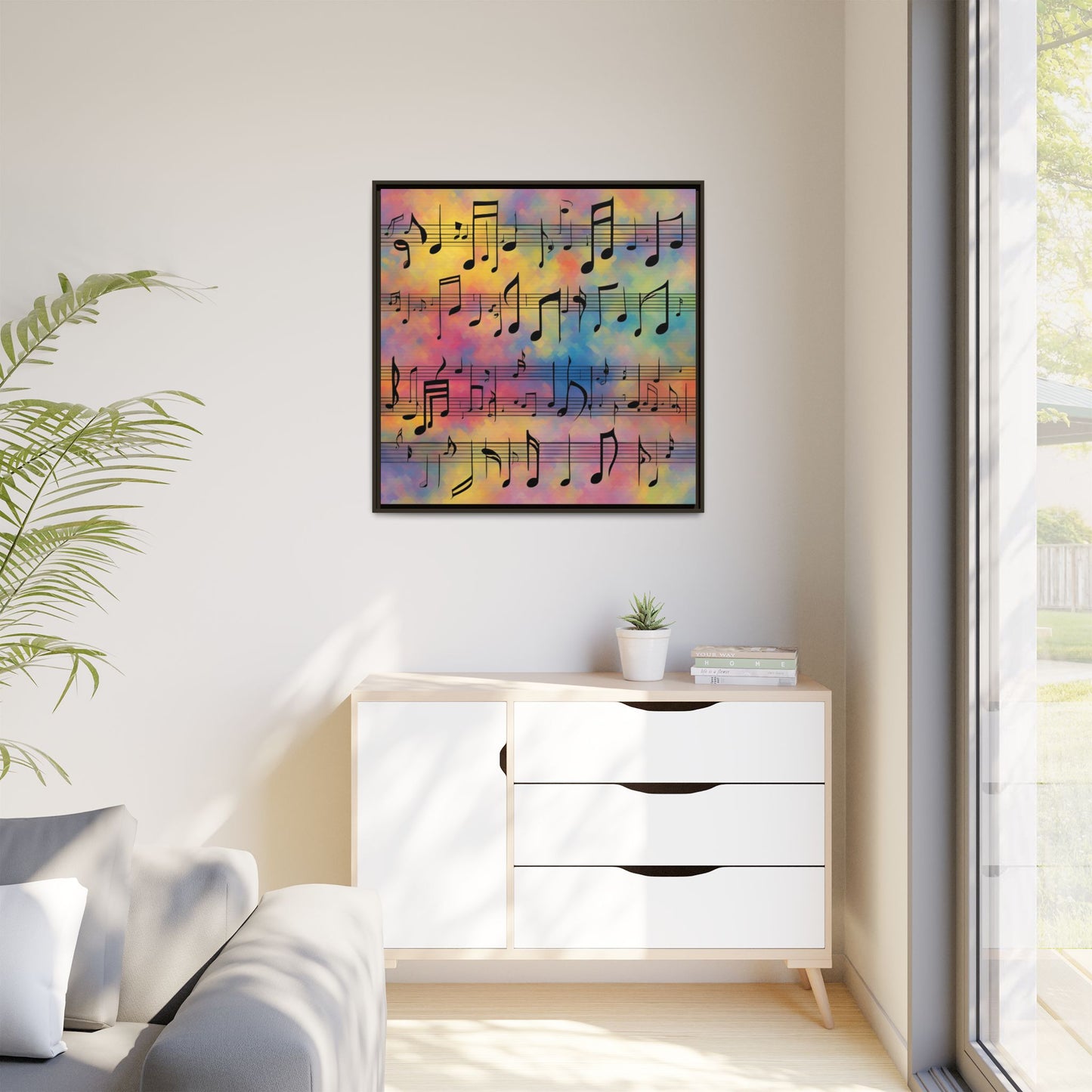 Modern Music-Themed Print Abstract Design Unique Framed Canvas Print Sheet Music Wall Art Music Lover Gift Decor 3 frame colors