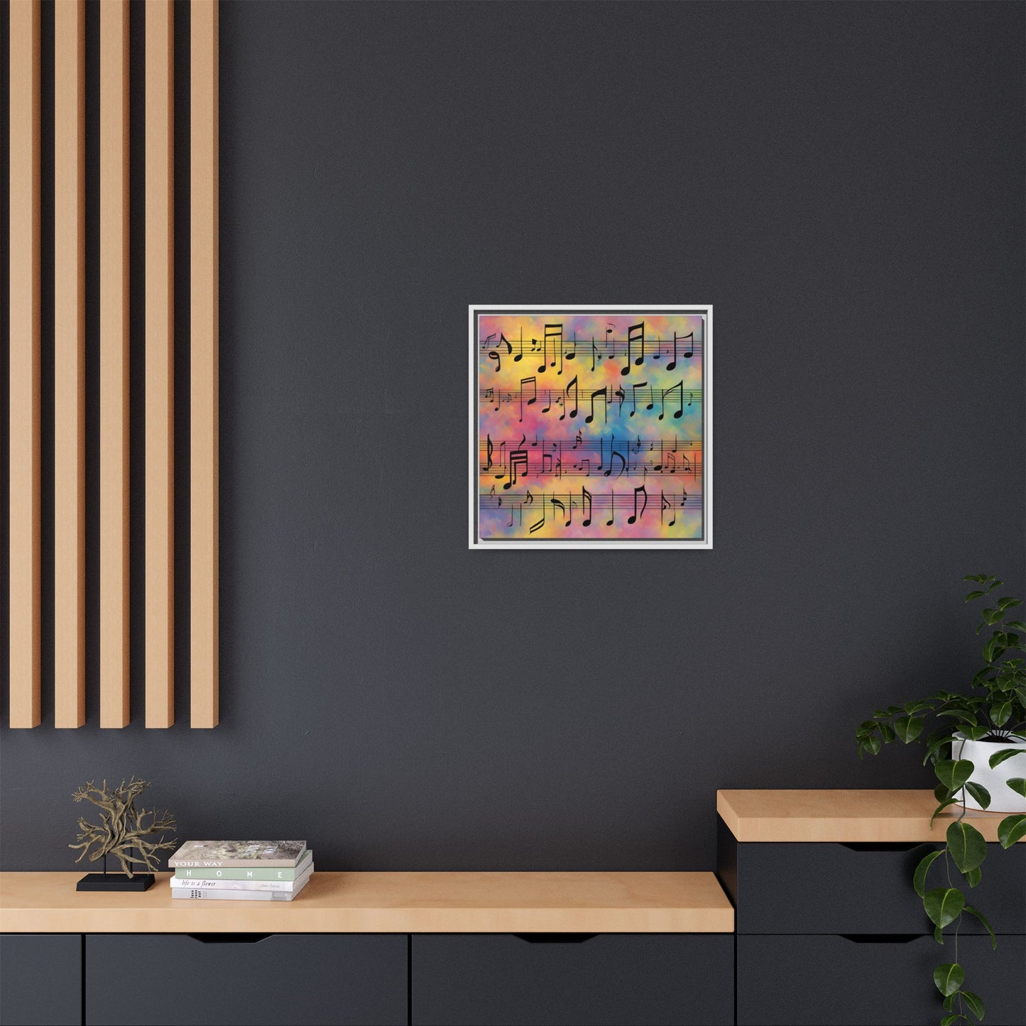 Modern Music-Themed Print Abstract Design Unique Framed Canvas Print Sheet Music Wall Art Music Lover Gift Decor 3 frame colors