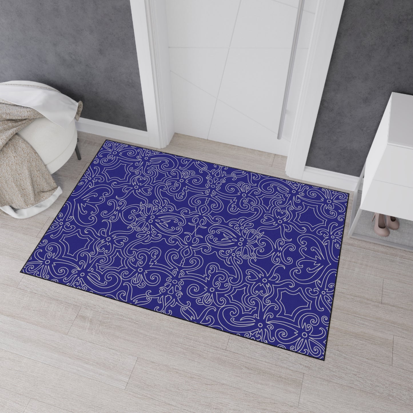 Decorative Heavy Duty Non-Slip Floor Mat Stylish Design Perfect for Entryway Kitchen Décor Marble Agate Design Blue Rug Bathroom Mat