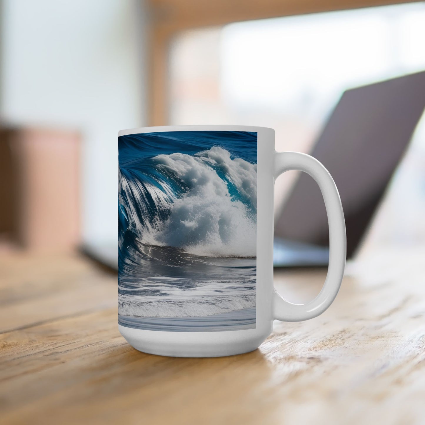 Ocean Wave Ceramic Coffee Mug Modern Beachy Design Mug Tea Cup Oceanic Swirl Design Salt Life Surfer Ceramic Mug