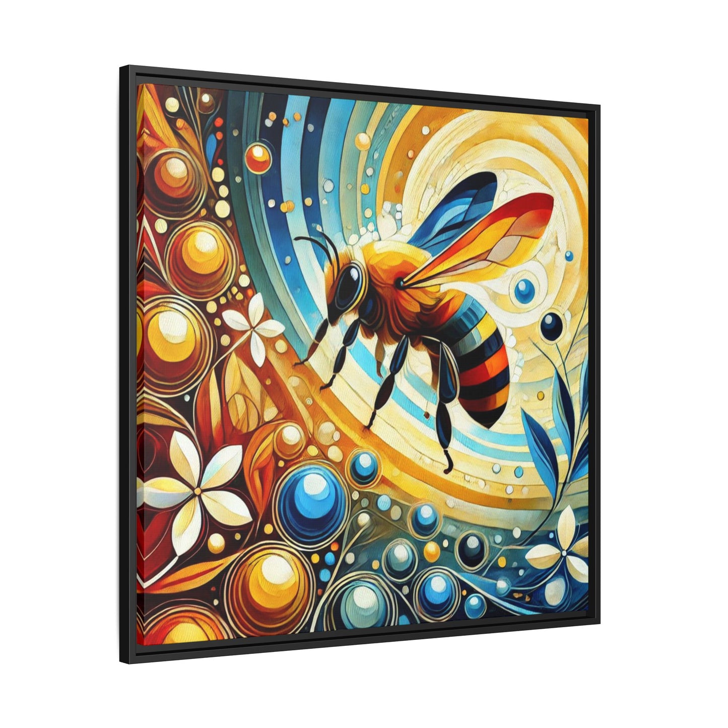 Modern Bee Print Abstract Design Unique Framed Canvas Print Insect Lover Wall Art Animal Lover Nature Lover Decor 3 frame colors