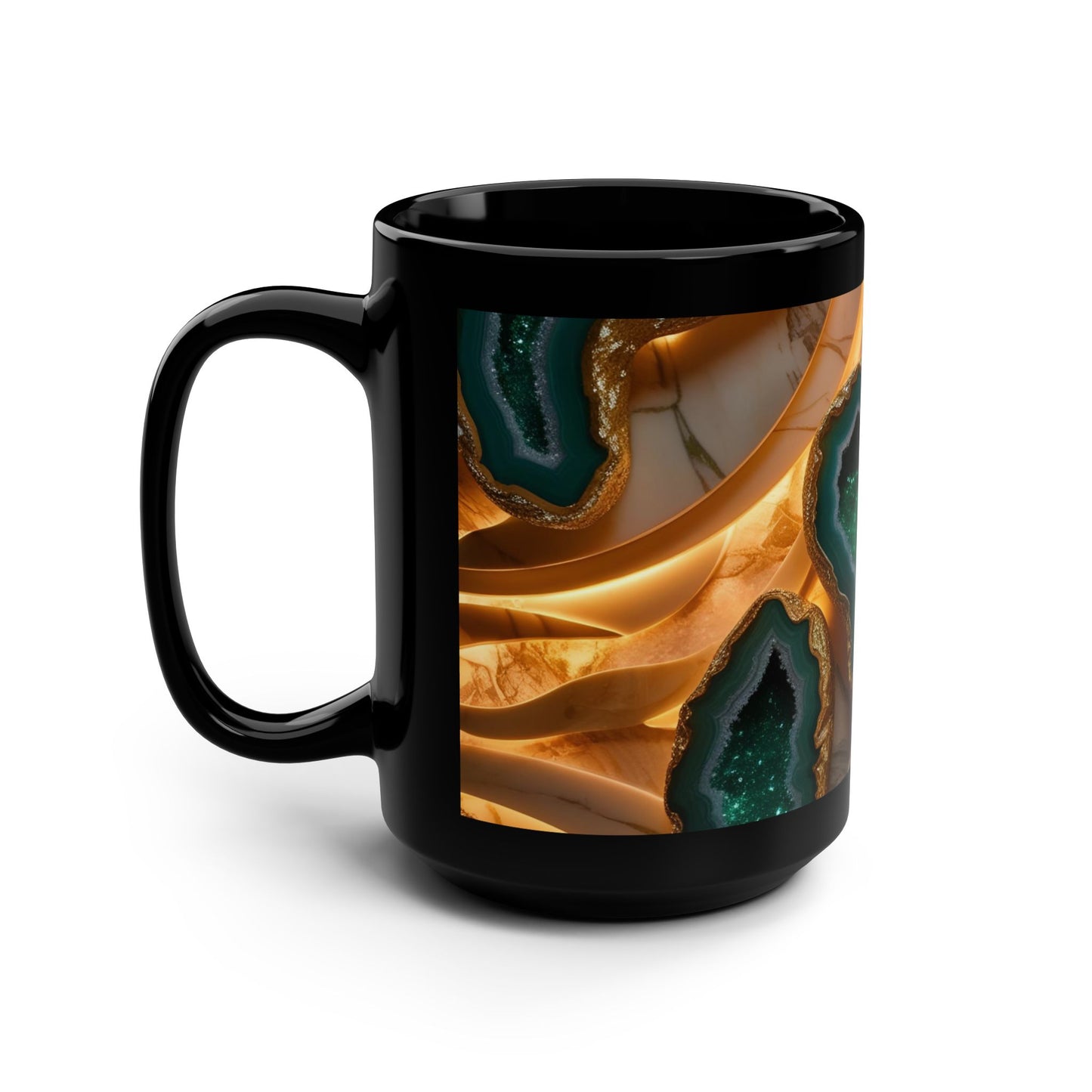 Ceramic Coffee Mug Geode-Inspired Image Nature Lover Ceramic Teacup Gardener Gift Agate-look Rock Lover 15oz Mug