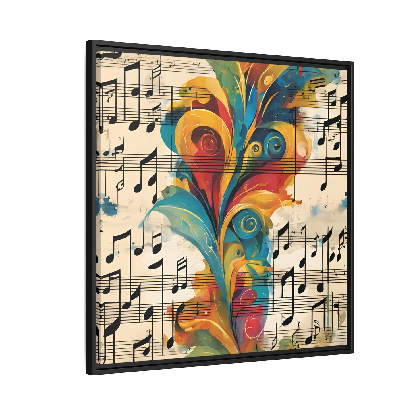 Modern Sheet Music-Themed Print Abstract Design Unique Framed Canvas Print Treble Clef Note Wall Art Music Lover Gift Decor 3 frame colors