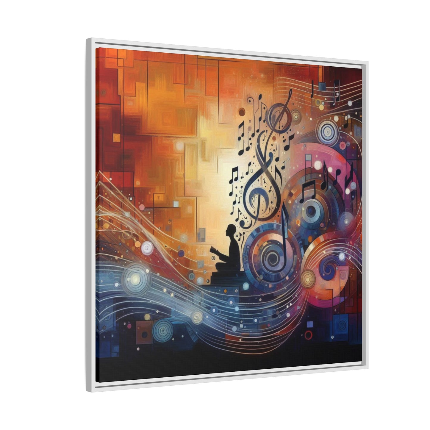 Modern Music-Themed Print Abstract Design Unique Framed Canvas Print Treble Clef Note Wall Art Music Lover Gift Decor 3 frame colors