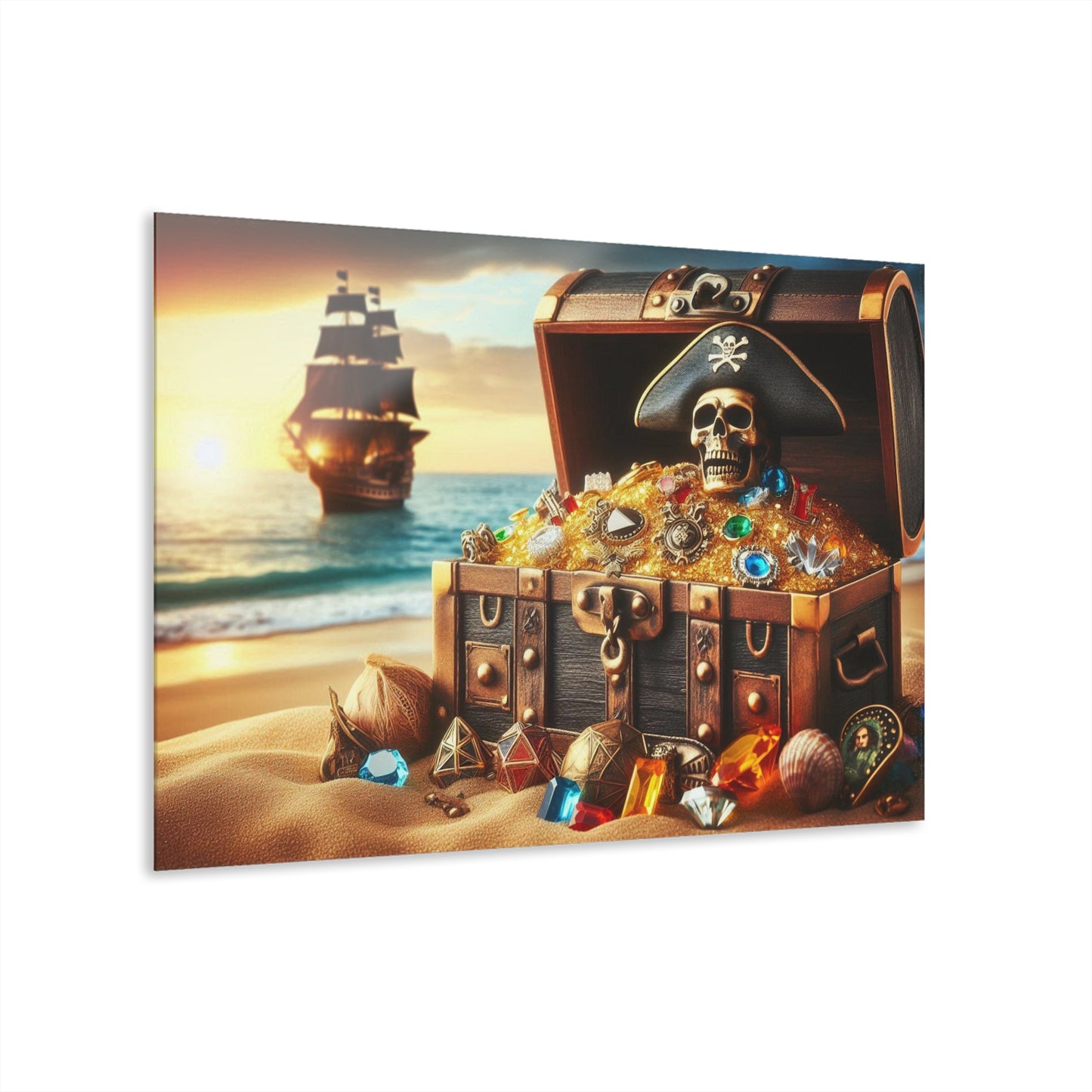 Pirate's Booty Tropical Island Treasure Ocean Vacation Acrylic Print Wall Art Outdoors Gift Beachy Nature Ship Artwork Modern Home Decor